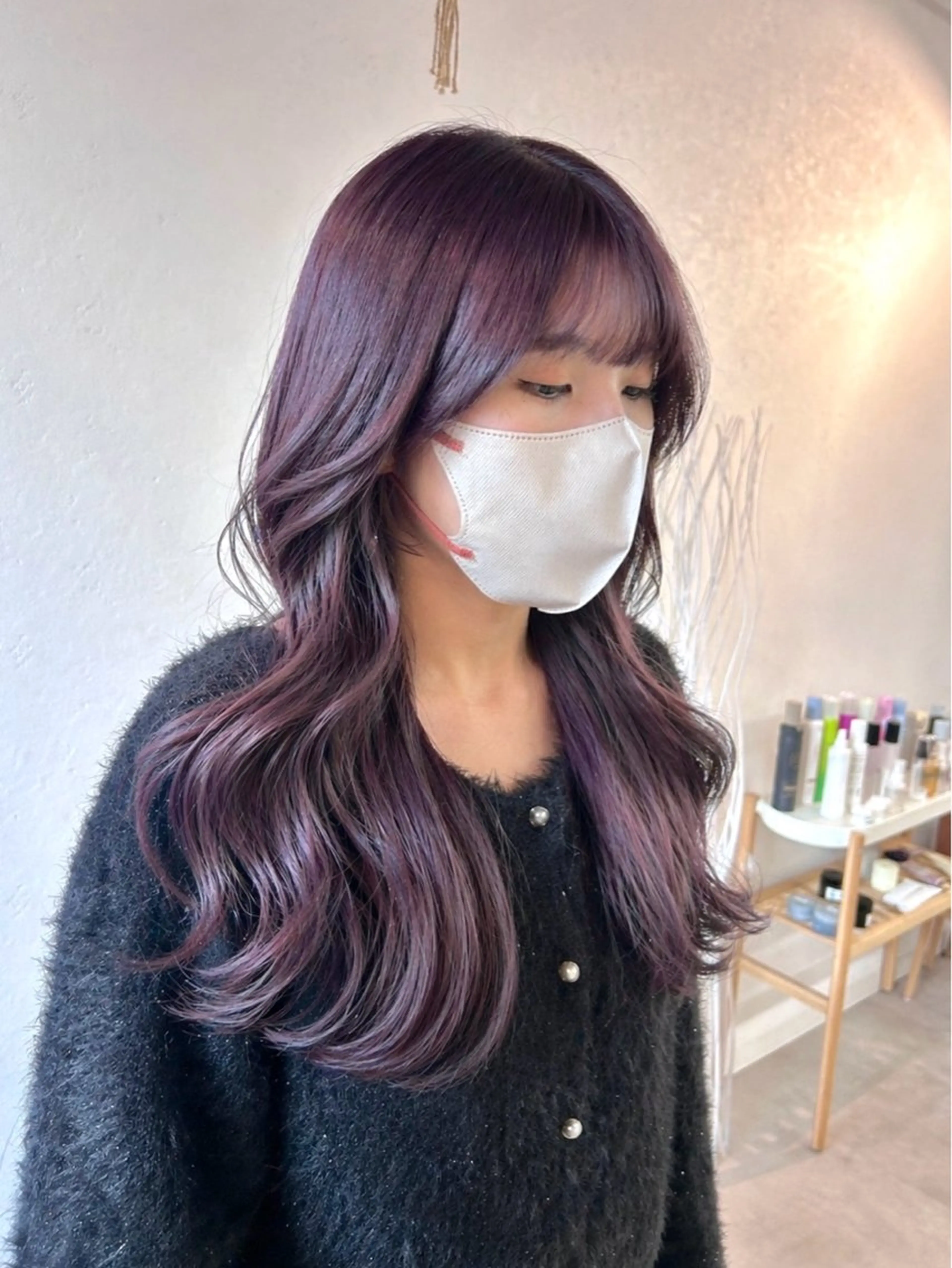 セミロング カラー ラベンダーカラー カット ヘアカラー トリートメント 艶カラー/レイヤー/ ハイトーン/まなみのヘアスタイル