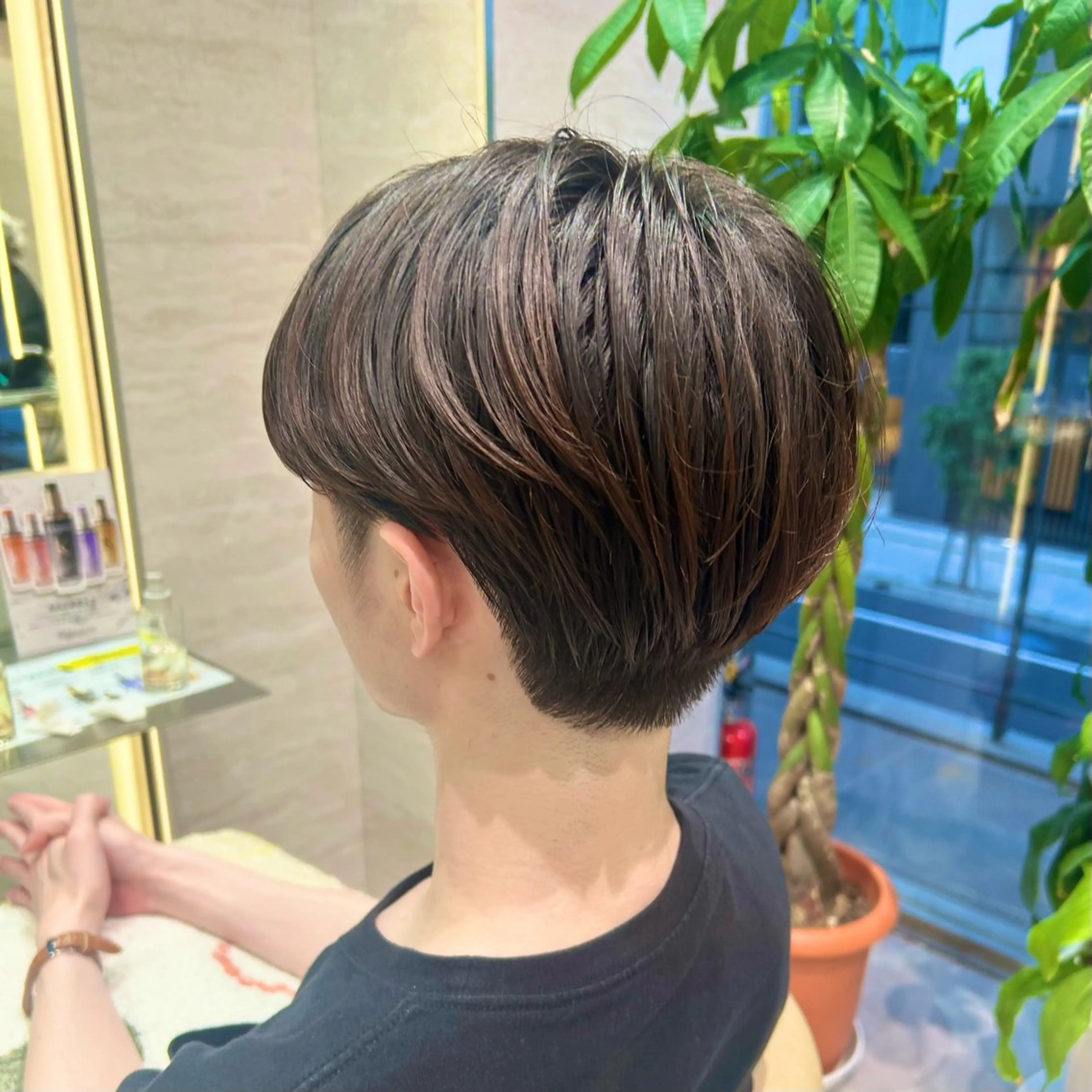 ショート パーマ メンズ カット パーマ トリートメント ヘッドスパ オリーブカラー/みづ き/ボブパーマ🤍のヘアスタイル