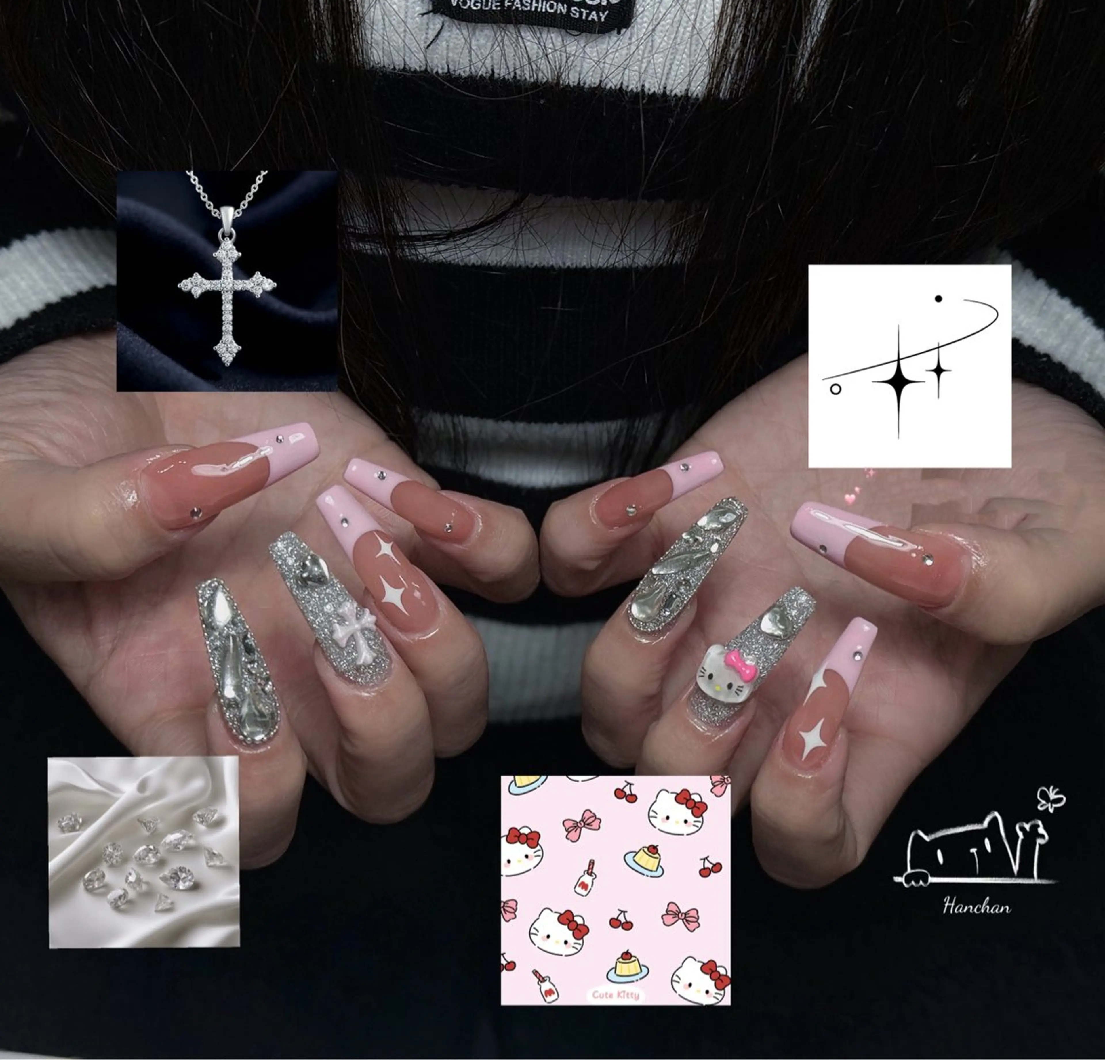 セミロング 韓国風ヘア ハンドネイル Aila Nail HanChanのネイルデザイン