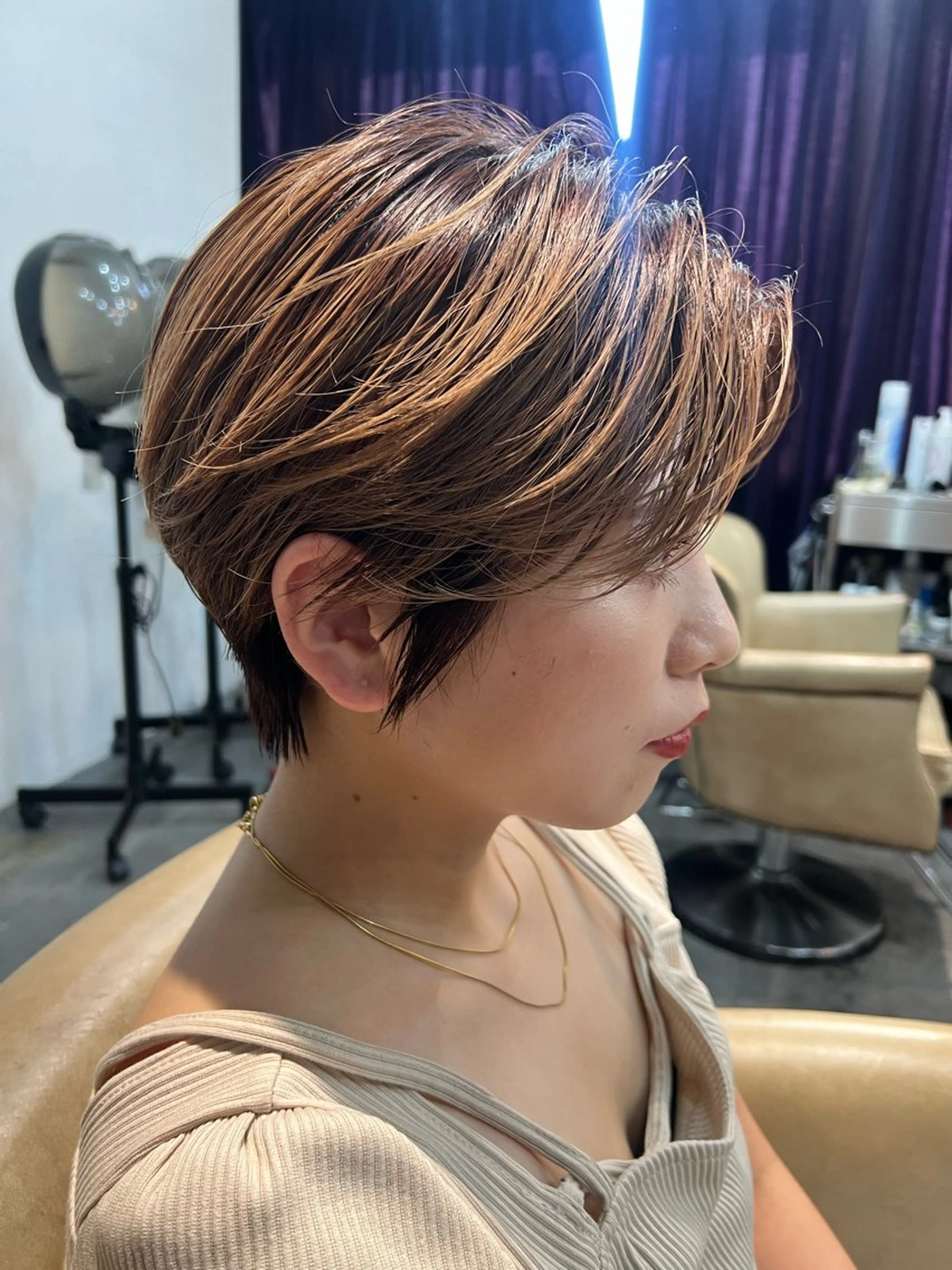 ショート カット ヘアカラー トリートメント 紙屋町ショート /ボブ　パーマ河内蓮のヘアスタイル