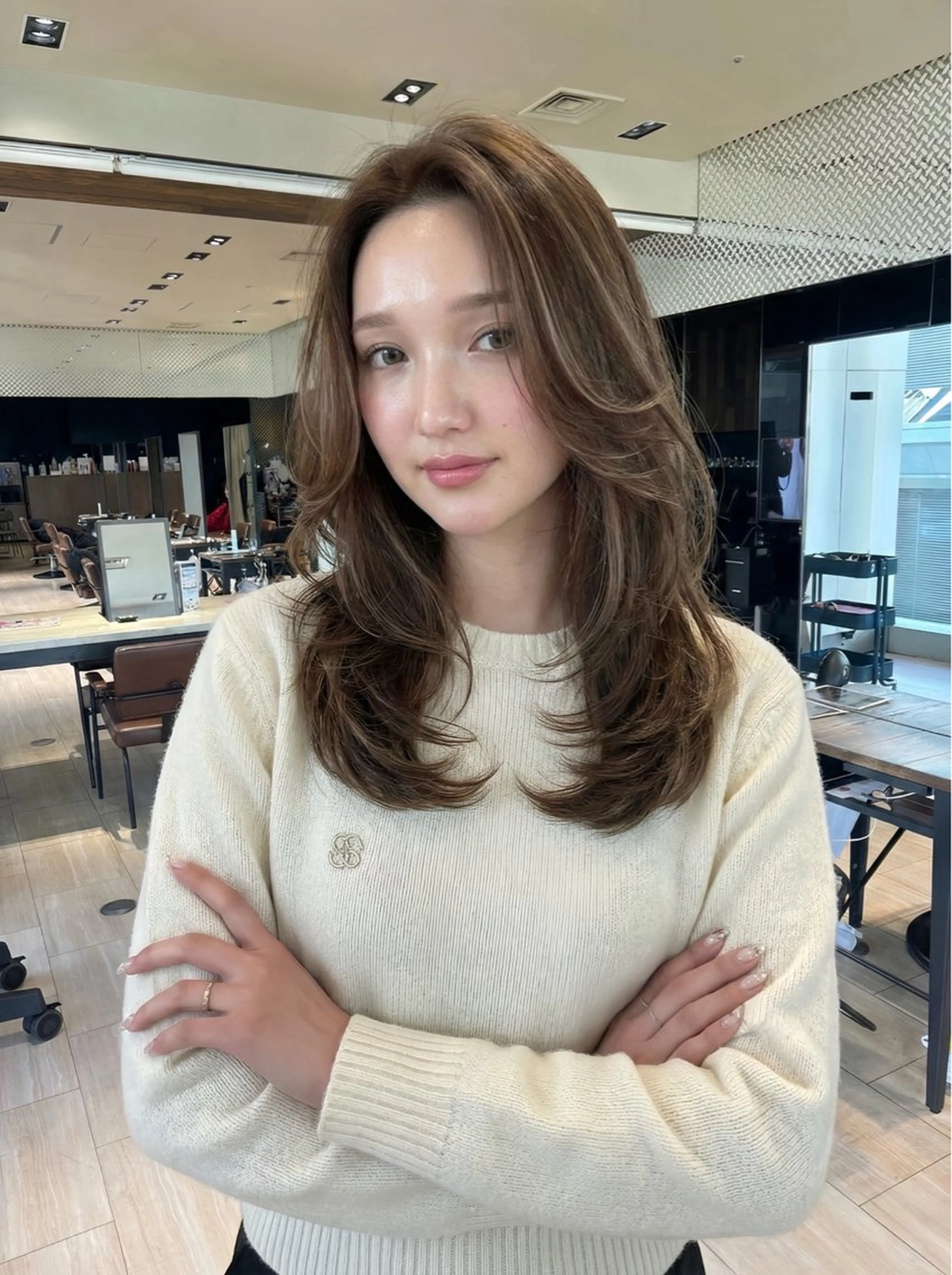 ロング カラー ヘアカラー トリートメント SHION/銀座 まとまるカット🩵のヘアスタイル