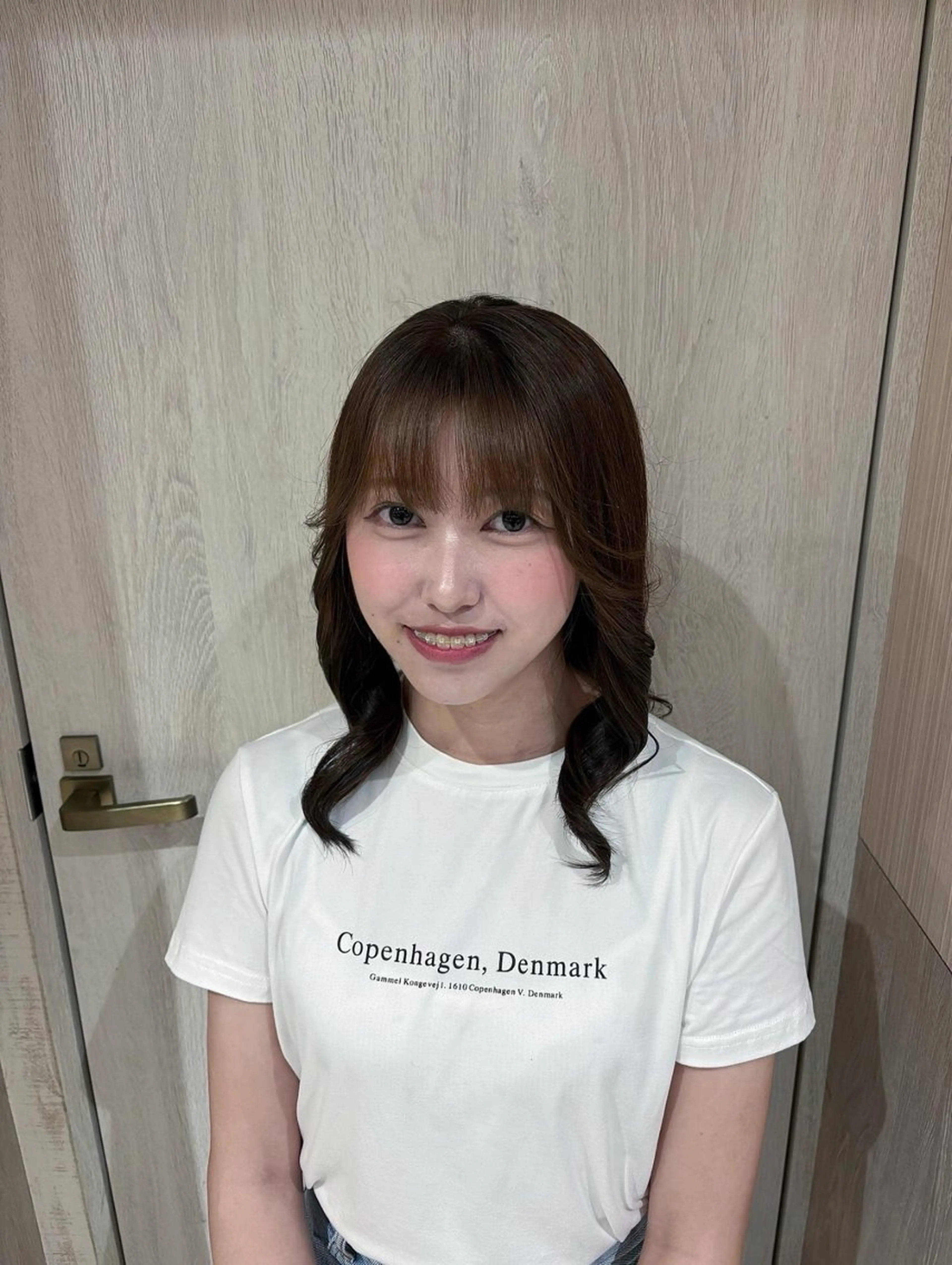 ミディアム カラー ヘアアレンジ ブラウンカラー りん ♡⸝⸝ うる艶カラー✧︎*。のヘアスタイル