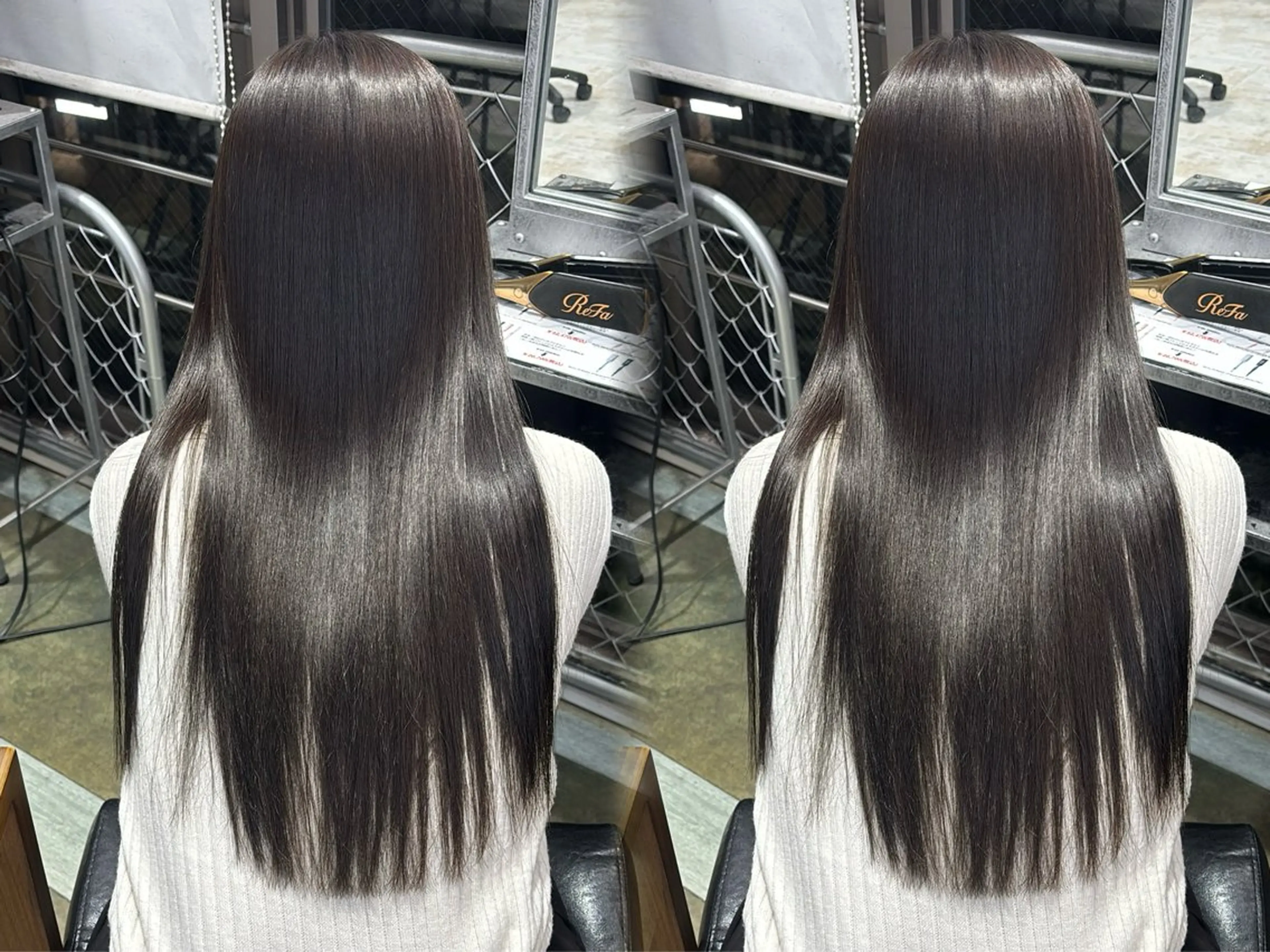 ロング 縮毛矯正 トリートメント 韓国ヘア/ブリーチ無 しWカラー/オリーブのヘアスタイル