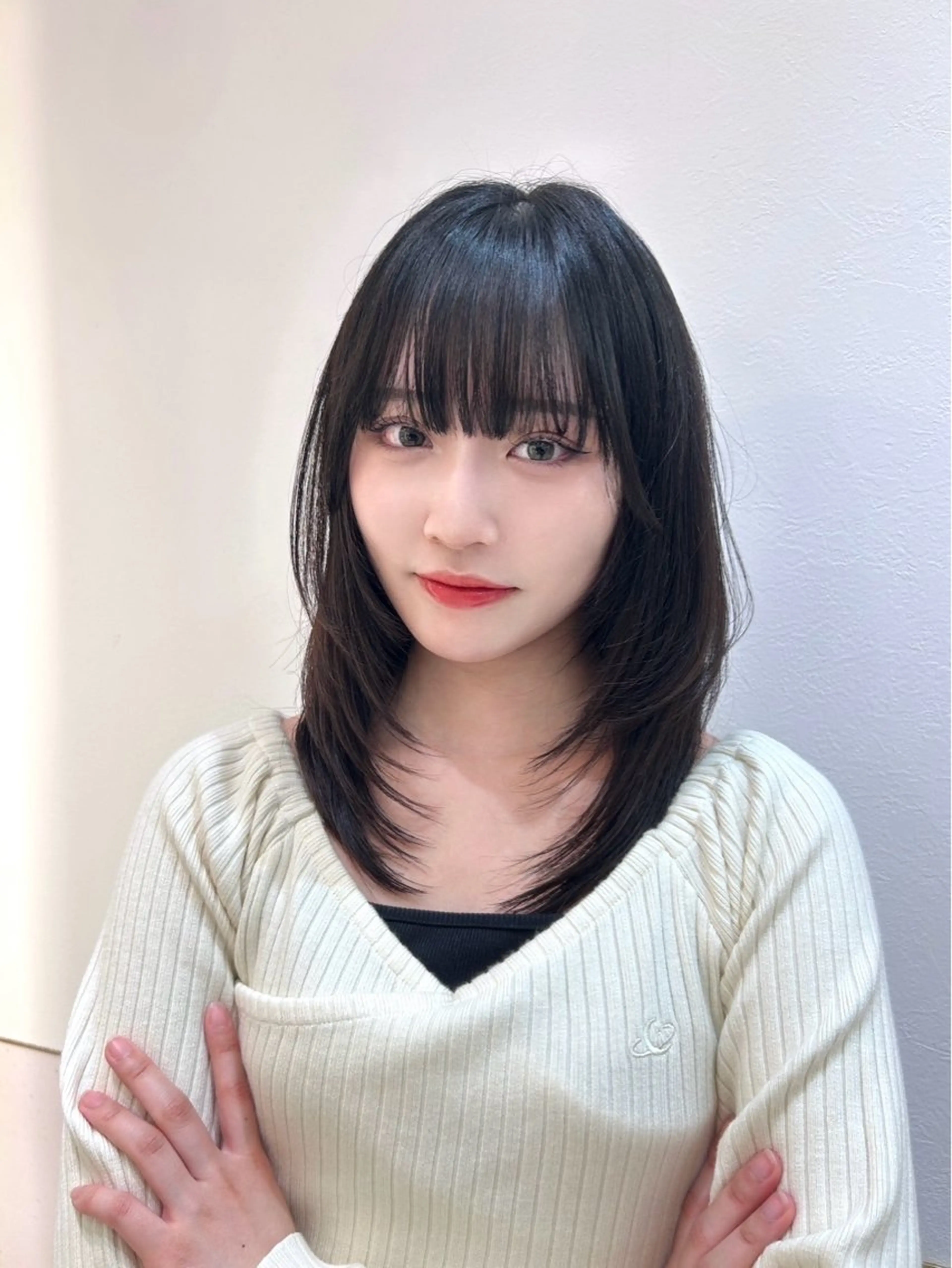 ミディアム 顔まわりレイヤー 顔周りカット 髪質改善 レイヤーカット ボブ/レイヤーボブ/ 髪質改善/梶川 夏季のヘアスタイル