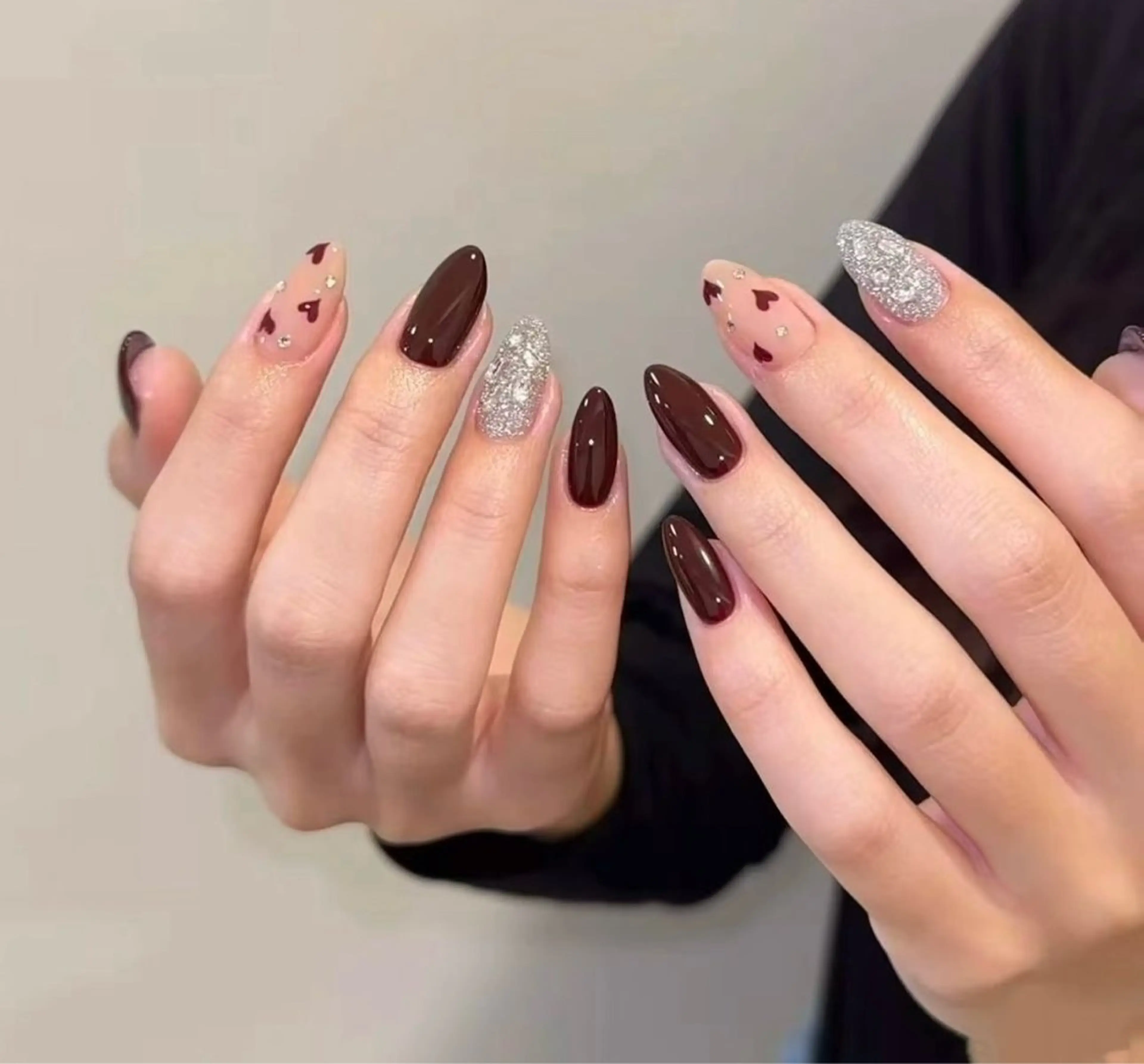 ネイル フラワーネイル フレンチネイル ジェルネイル ガラスフレンチ ハート ハンドネイル ハンドケア BabyYouMi nailのネイルデザイン