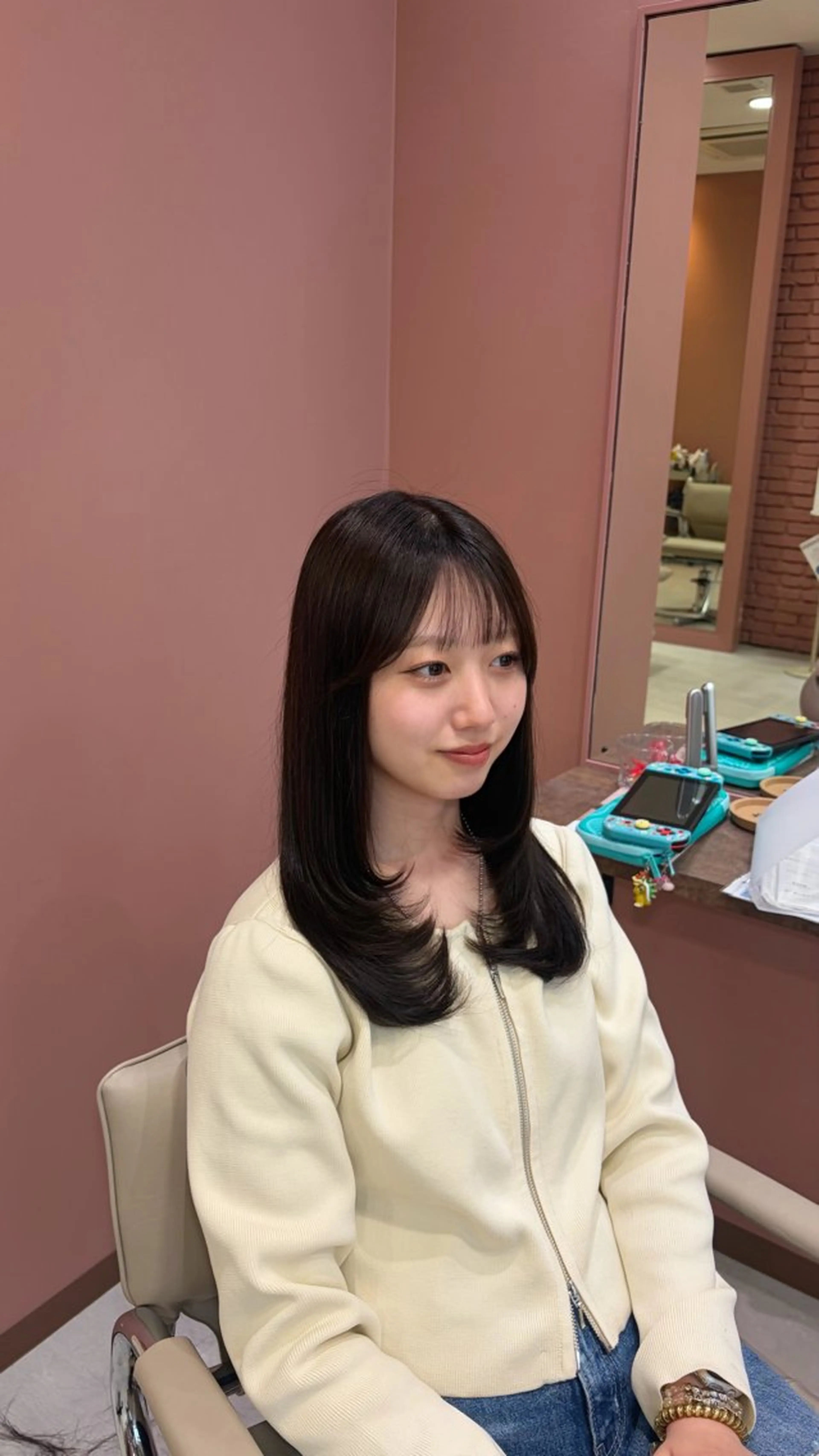 セミロング カラー カット ヘアカラー 聖菜/ hina /レイヤー/艶カラーのヘアスタイル