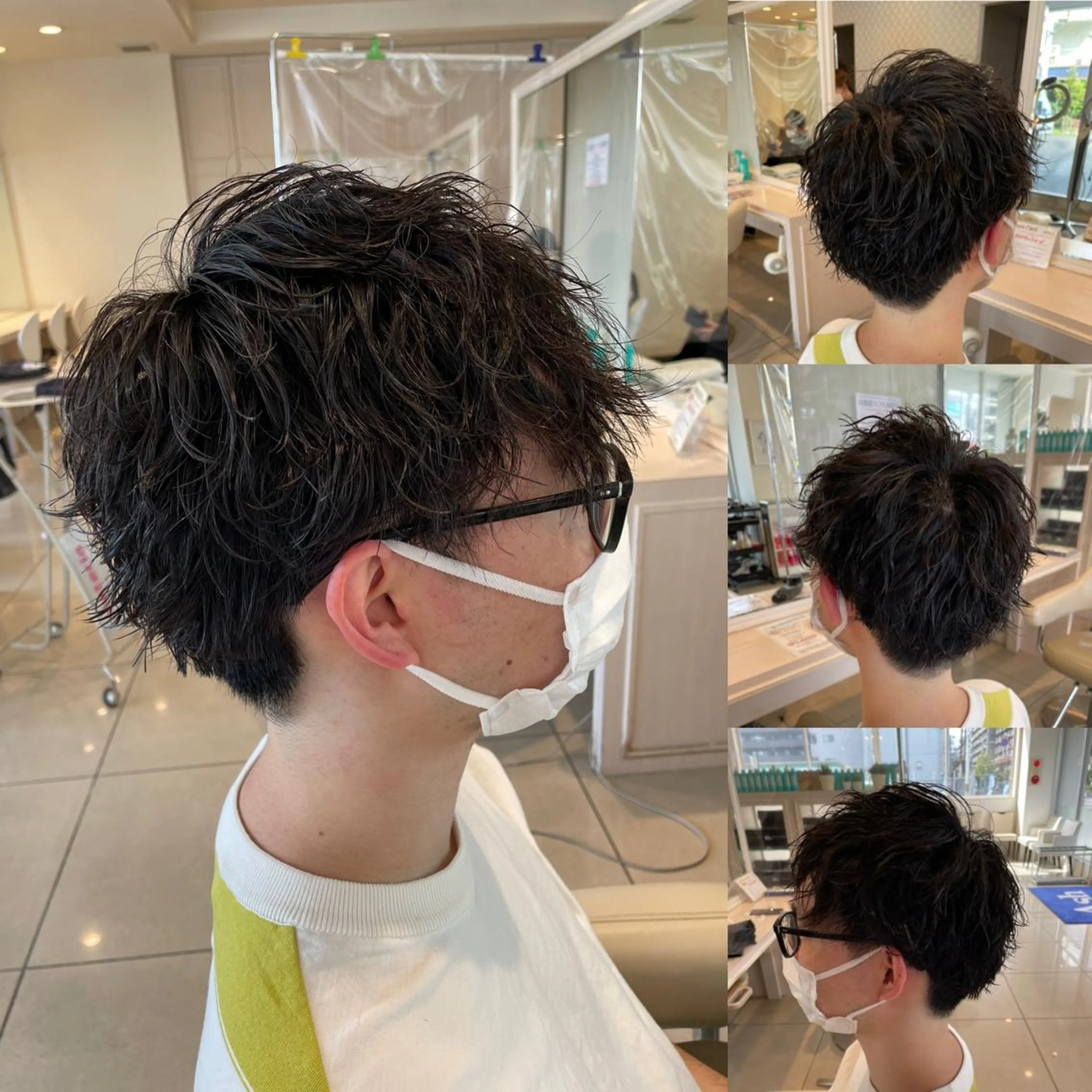 ミディアム パーマ 白髪ぼかしデザイン ハイライト/宮本純登のヘアスタイル