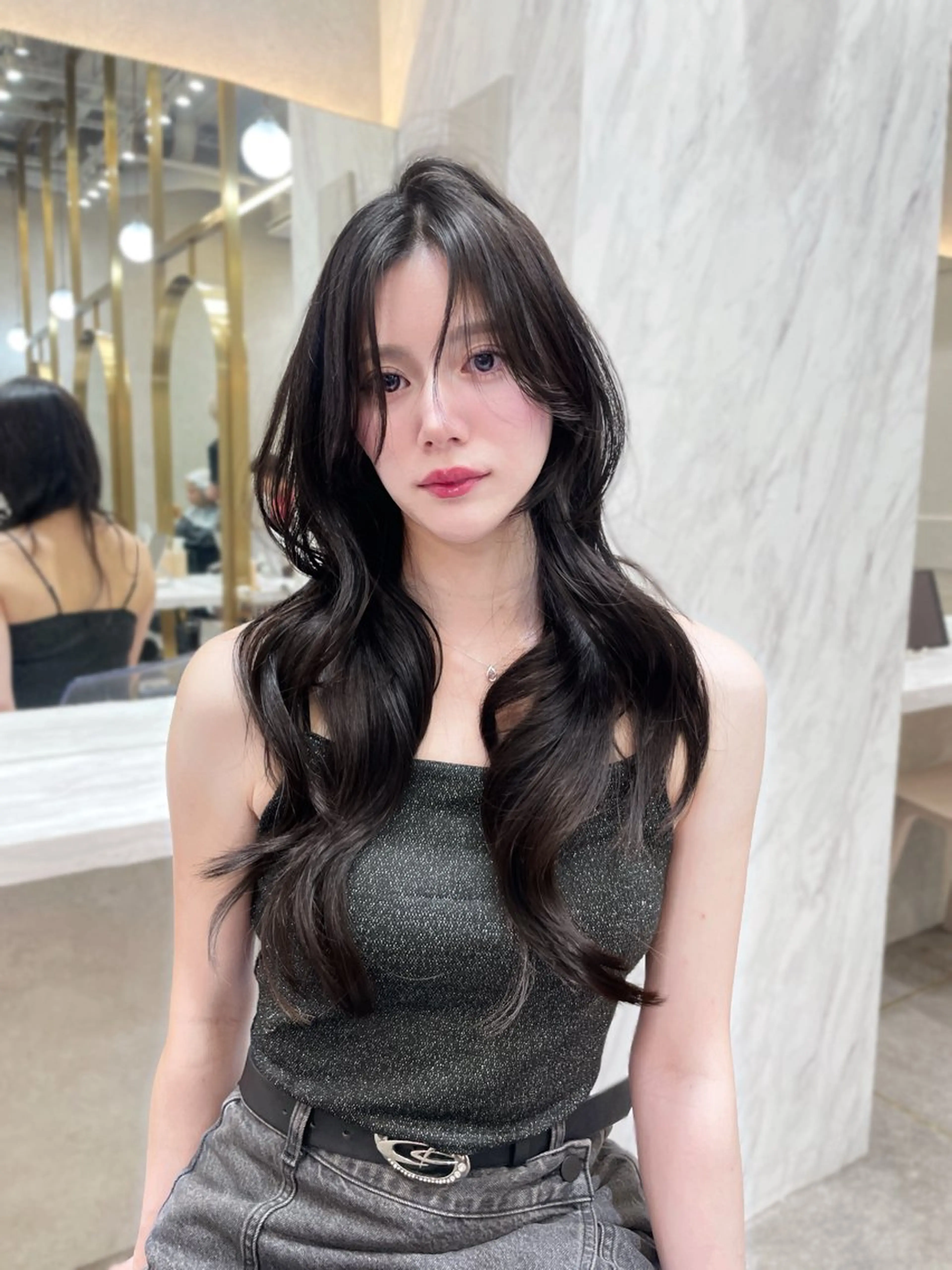 セミロング ヘアカラー MOE 福岡韓国ヘア✧︎のヘアスタイル