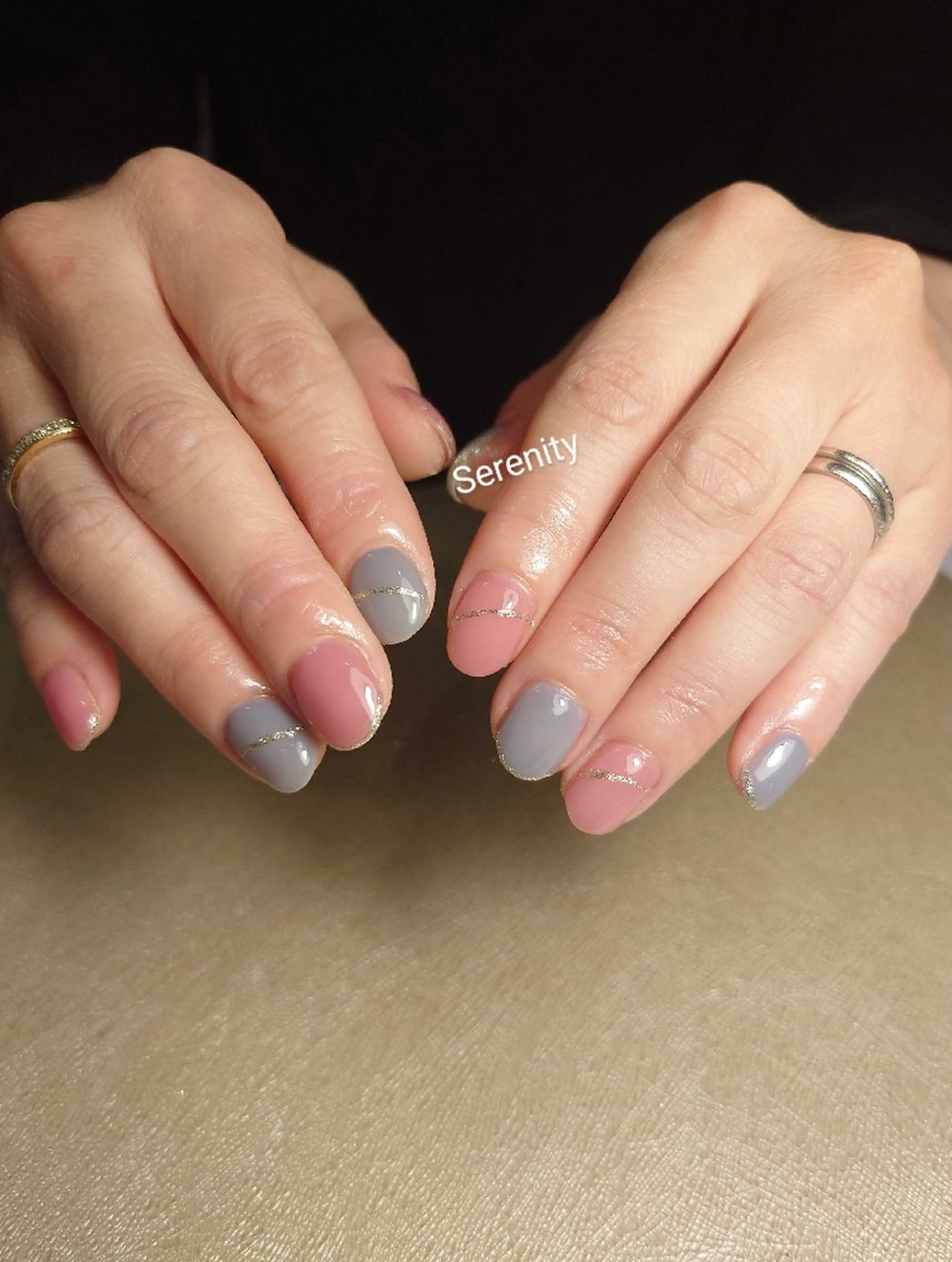 ネイル ブルー キラキラネイル ラメ(グリッター) ピンク nail  serenityのネイルデザイン