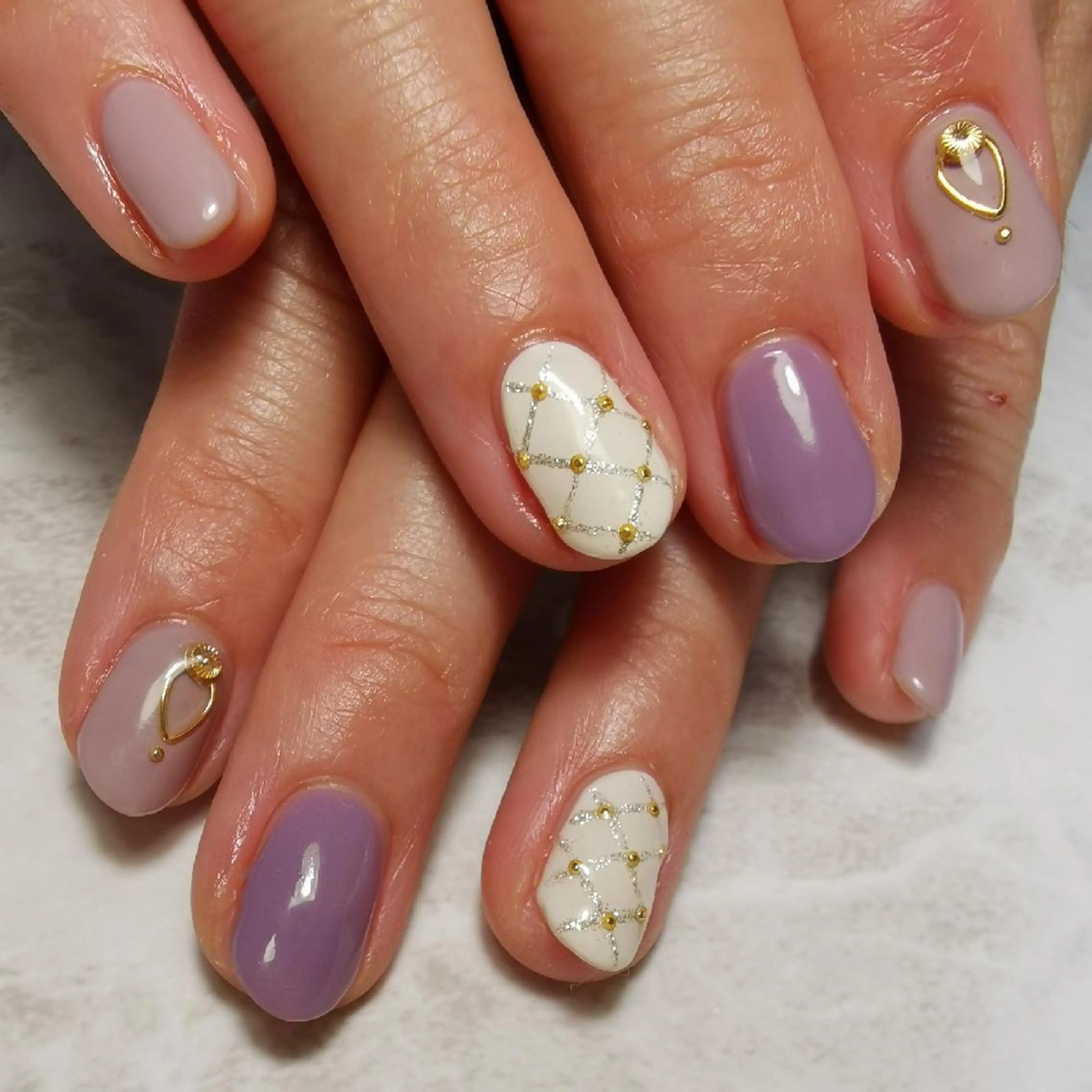 ネイル パープル ハンドネイル reve あやののネイルデザイン