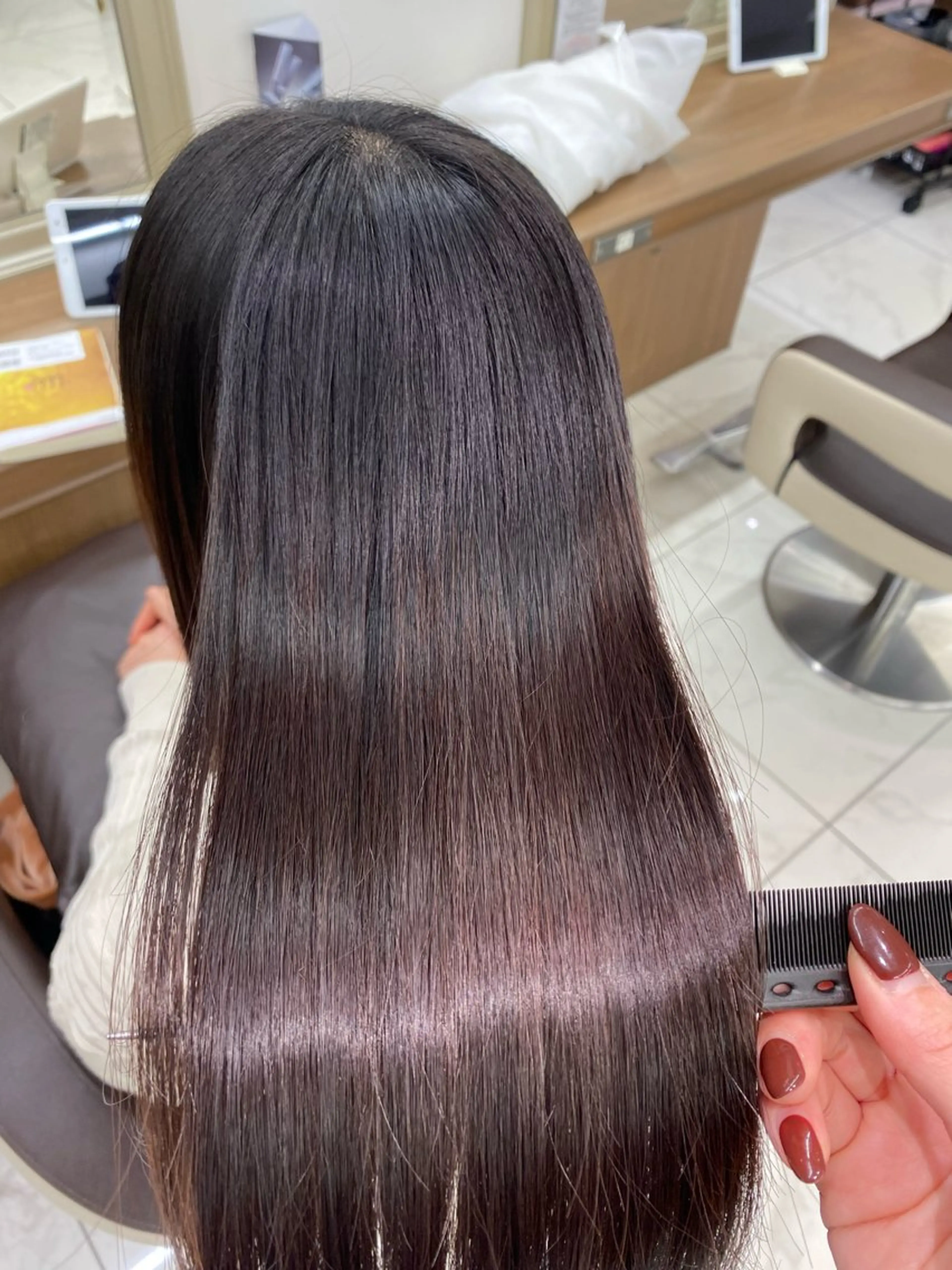 ロング パーマ 縮毛矯正 カット 縮毛矯正 トリートメント 長妻莉央/縮毛矯正 髪質改善カラーのヘアスタイル