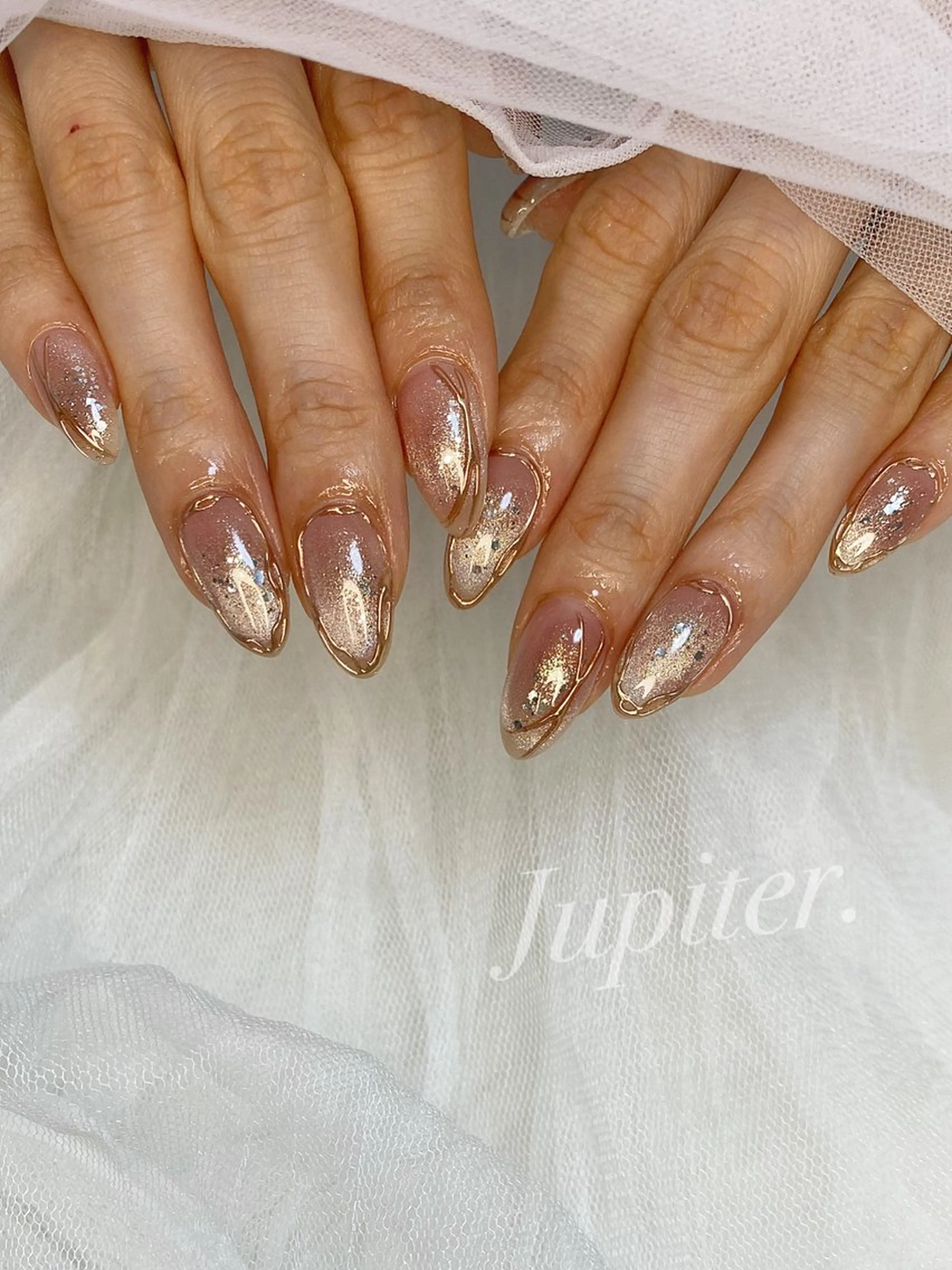 ネイル チークネイル フレンチネイル キラキラネイル マグネットネイル マグネットフレンチ ハンドネイル PrivateSalon Jupiter所属・Jupiter .のネイルデザイン