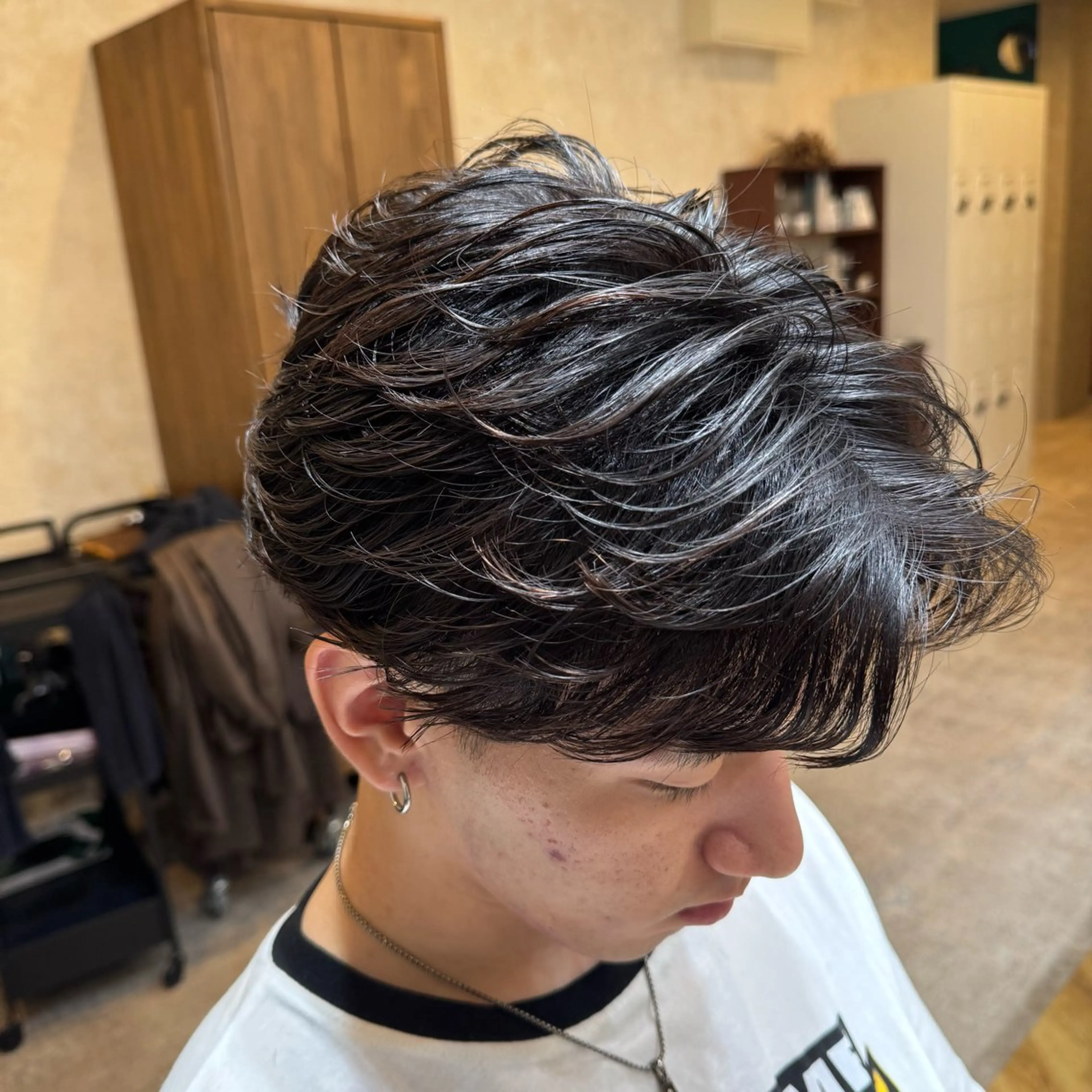 パーマ メンズ フェザーパーマ メンズパーマ カット パーマ 松ヶ迫 珠里のヘアスタイル