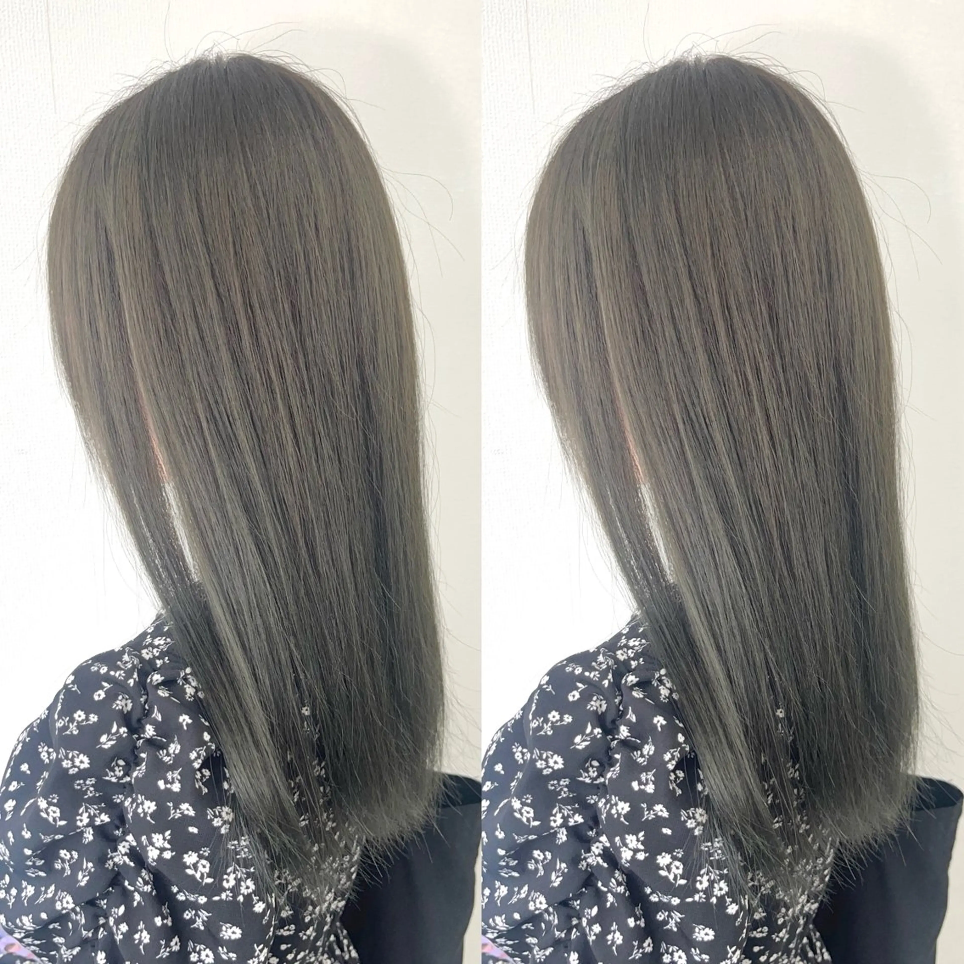 セミロング カラー カット ヘアカラー トリートメント 透明感カラー🪿🤍 顔まわりカットのヘアスタイル