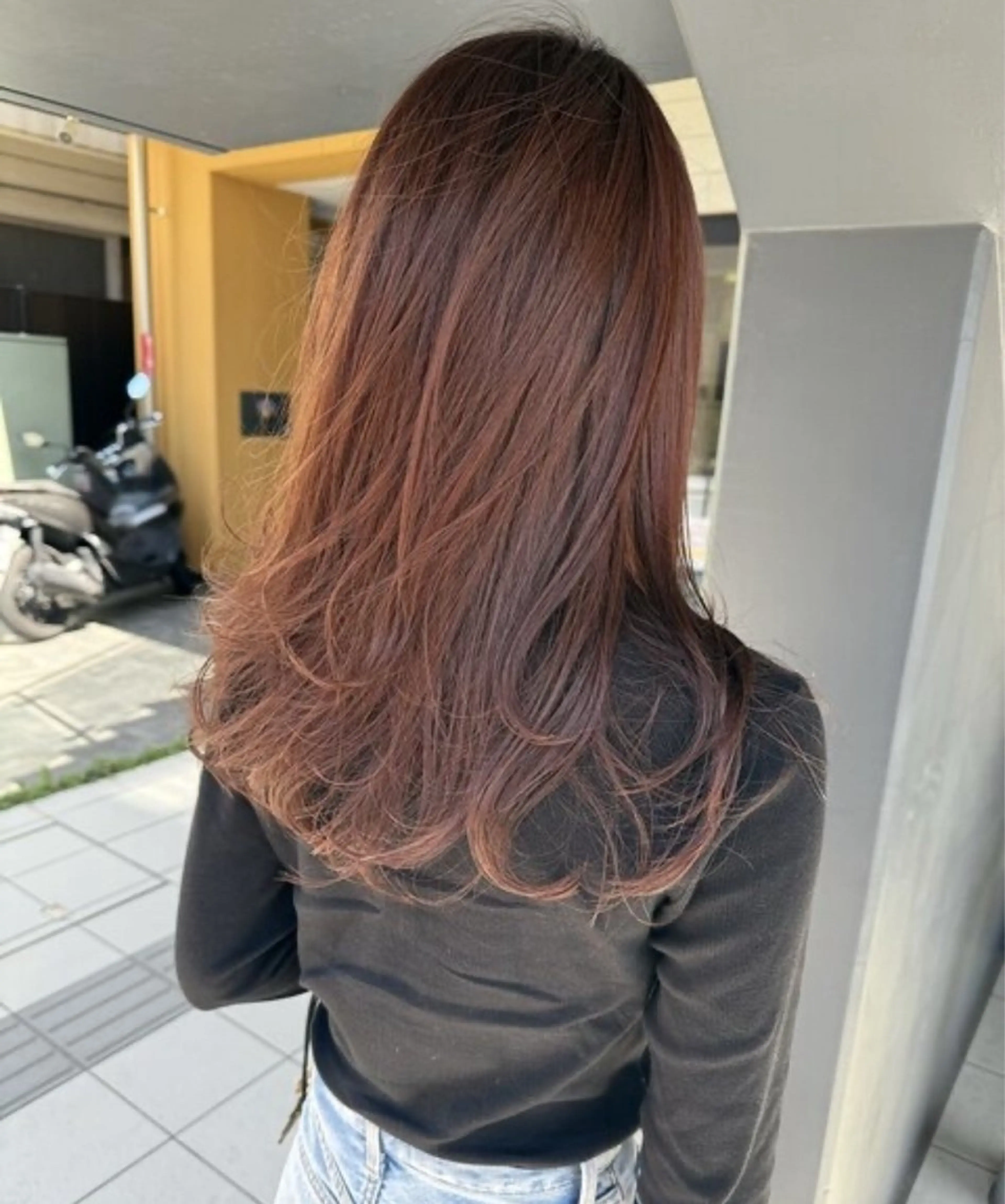 ロング カラー ブラウンカラー レッドカラー レッドブラウン カットカラー ¥ 3000★YAEKAのヘアスタイル