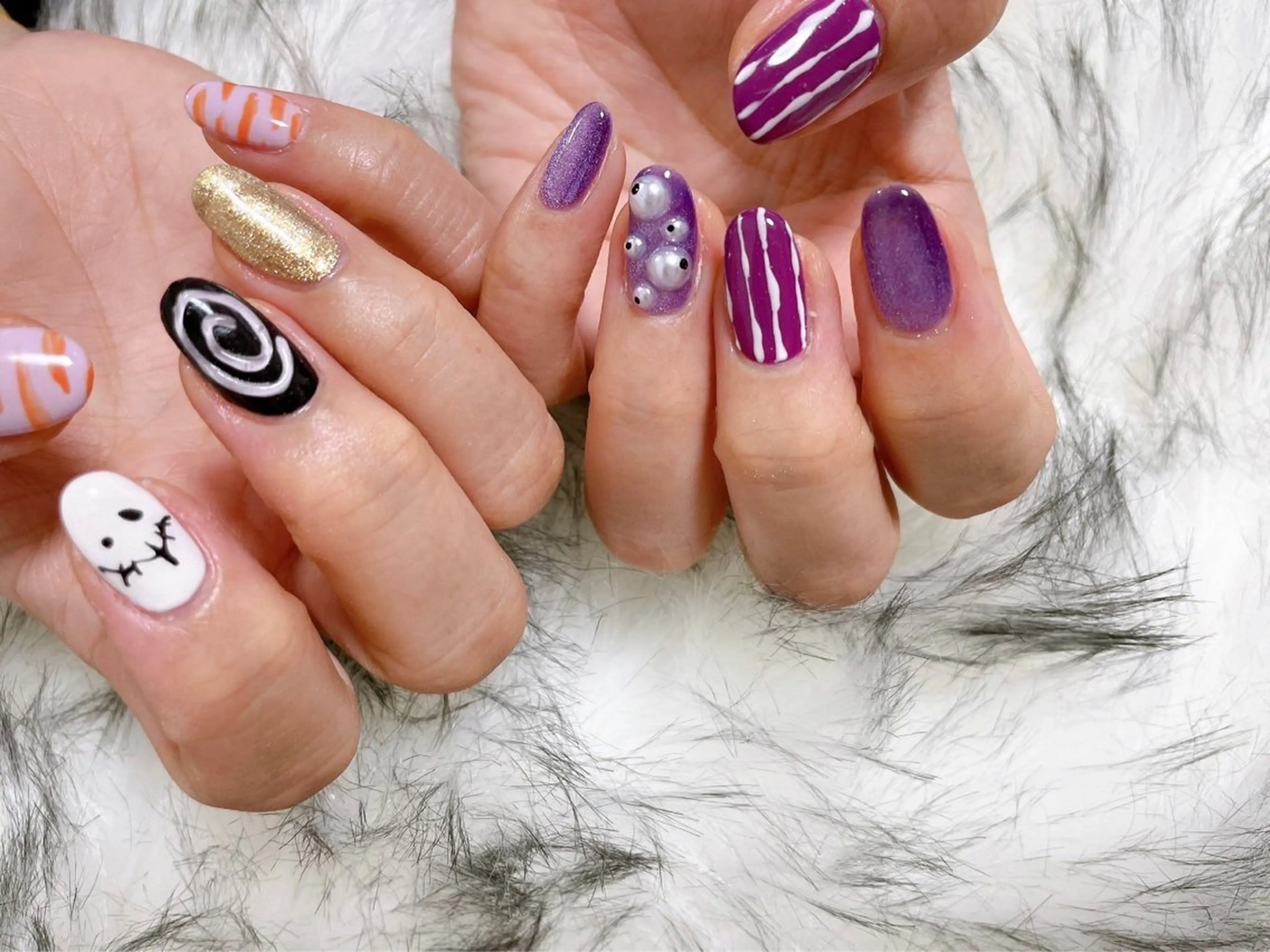 ネイル ジェルネイル ハロウィン 韓国ネイル メンズネイル パラジェル kiki nail たまプラーザのネイルデザイン