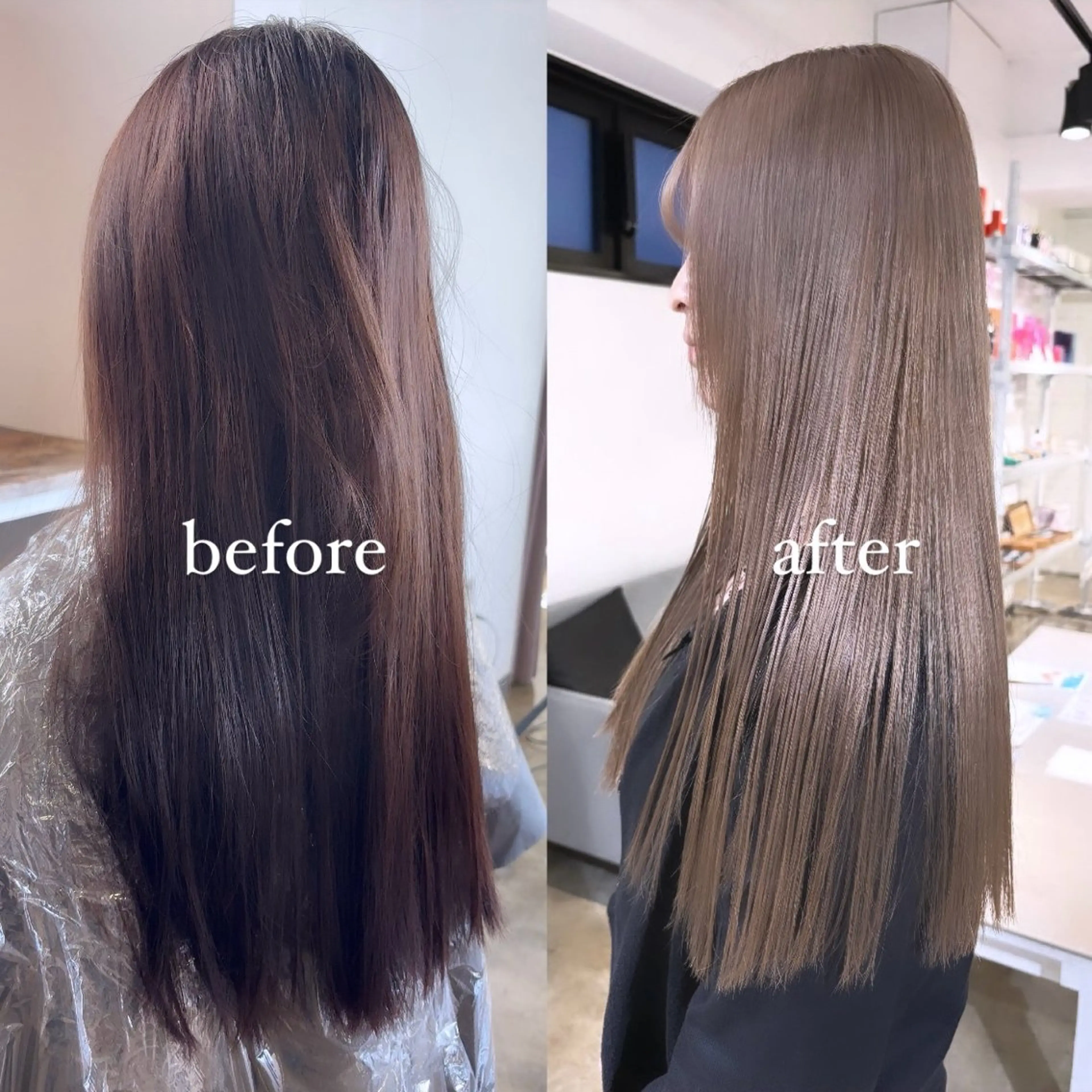 セミロング カラー ブリーチ グレージュ 暖色カラー🍒 ケアブリーチ/akiのヘアスタイル