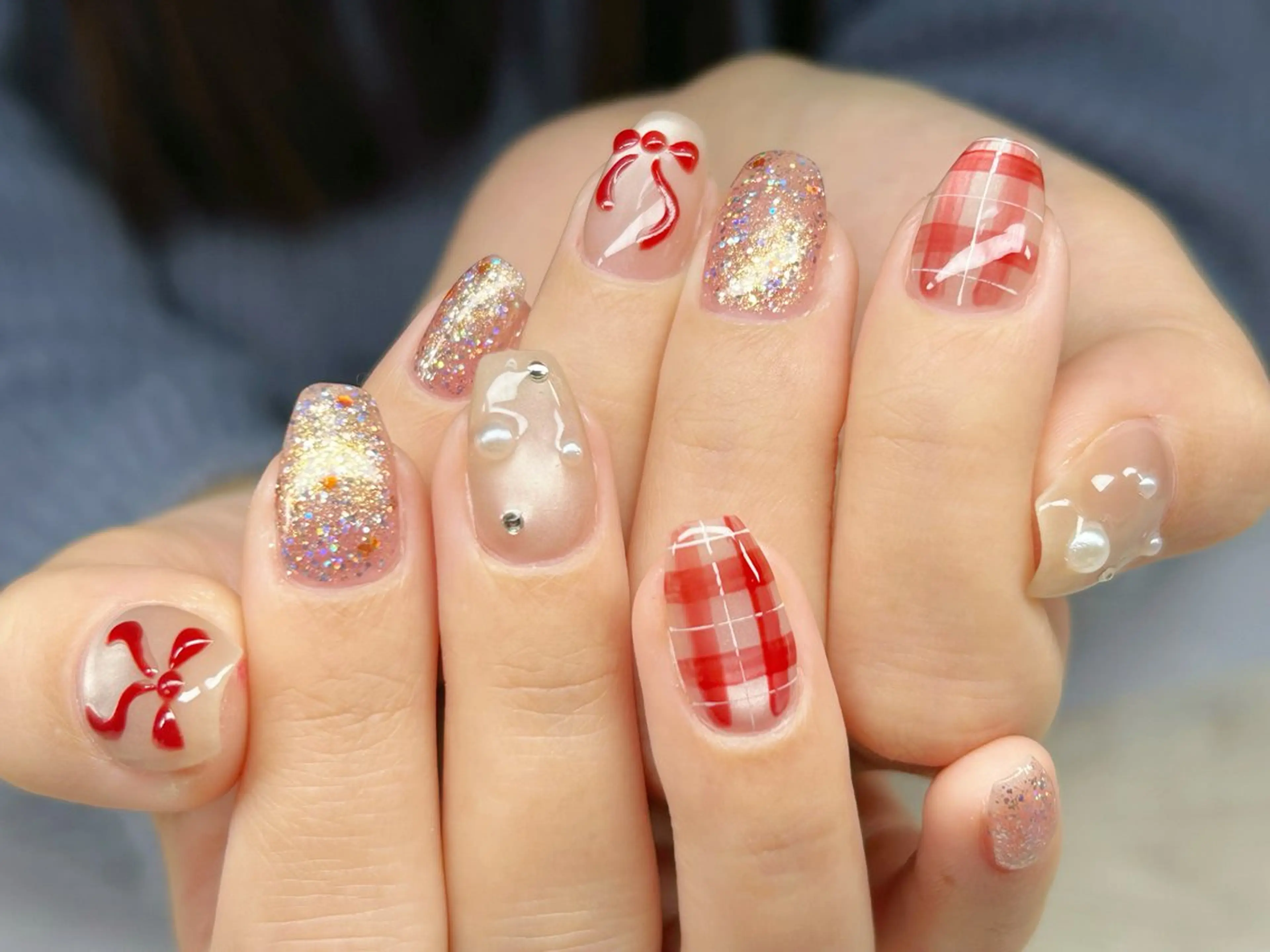 ネイル アートネイル チークネイル 成人式 入学式 長さ出し ハンドネイル Lino Nailのネイルデザイン