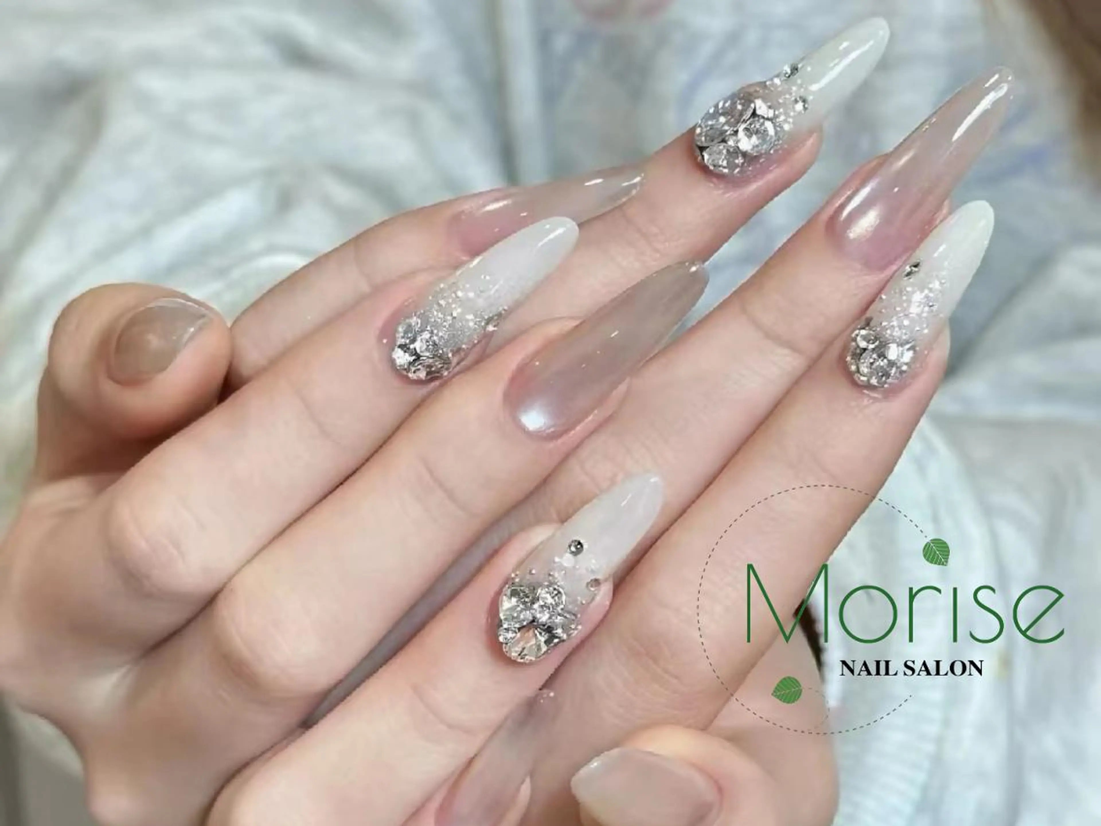 ネイル 長さ出し フレンチネイル ジェルネイル ガラスフレンチ 韓国ネイル MoriseNail Jr研修💜はるかのネイルデザイン