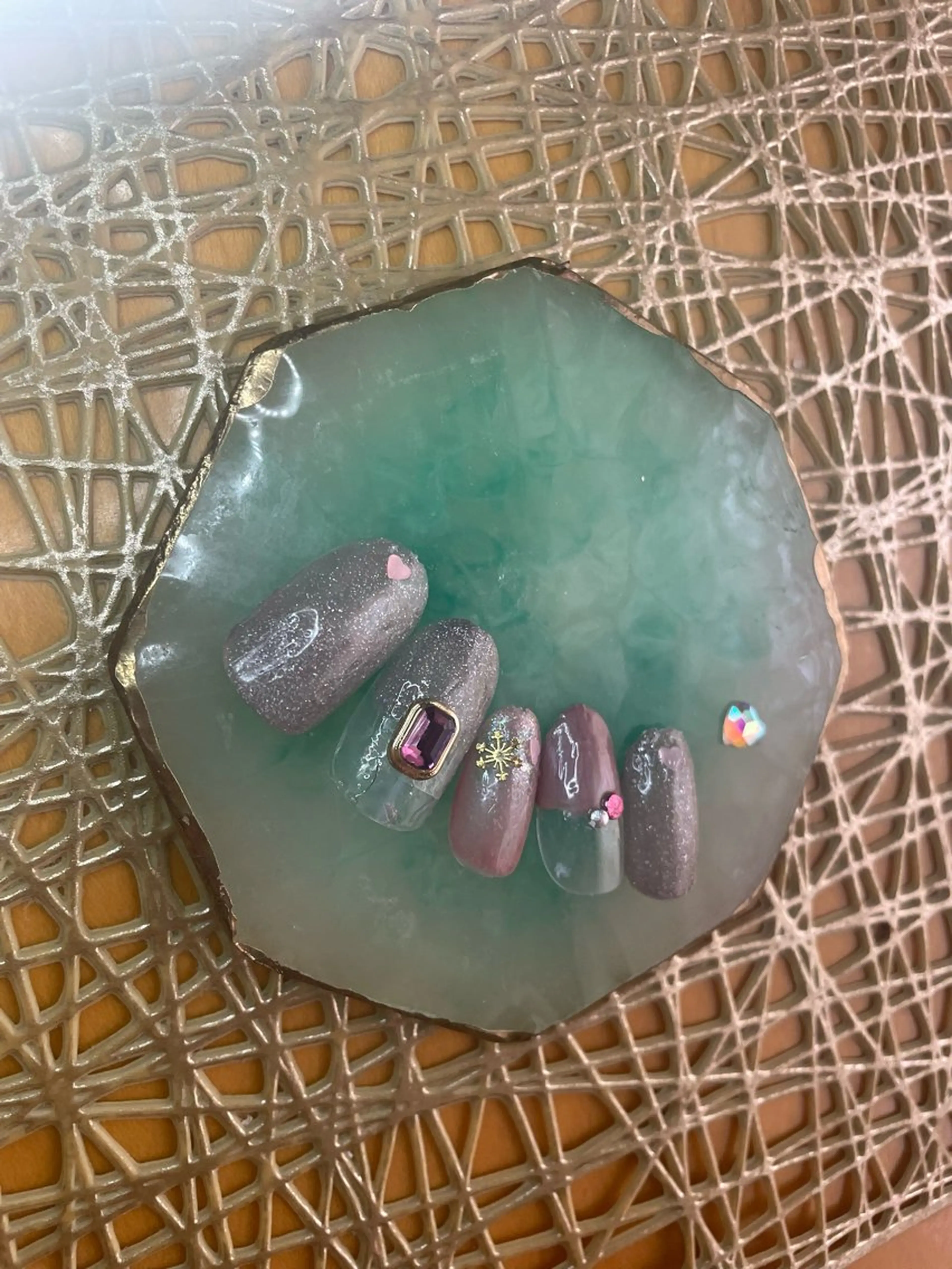 ネイル フレンチネイル ハート ラメ(グリッター) ピンク NAIL★M 真紀のネイルデザイン