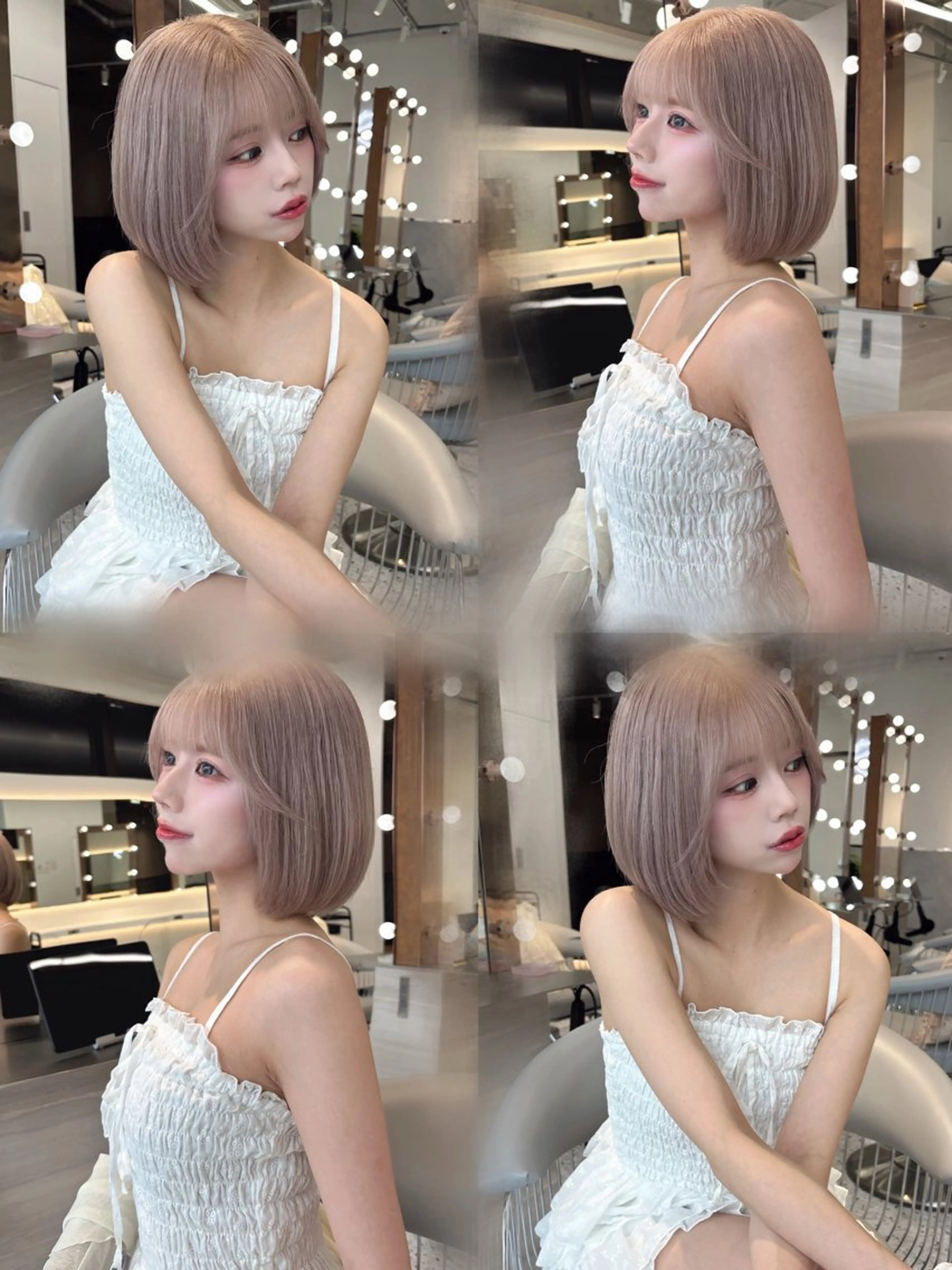 ミディアム ヘアカラー rina／ベージュ ワンホン/韓国ヘアのヘアスタイル