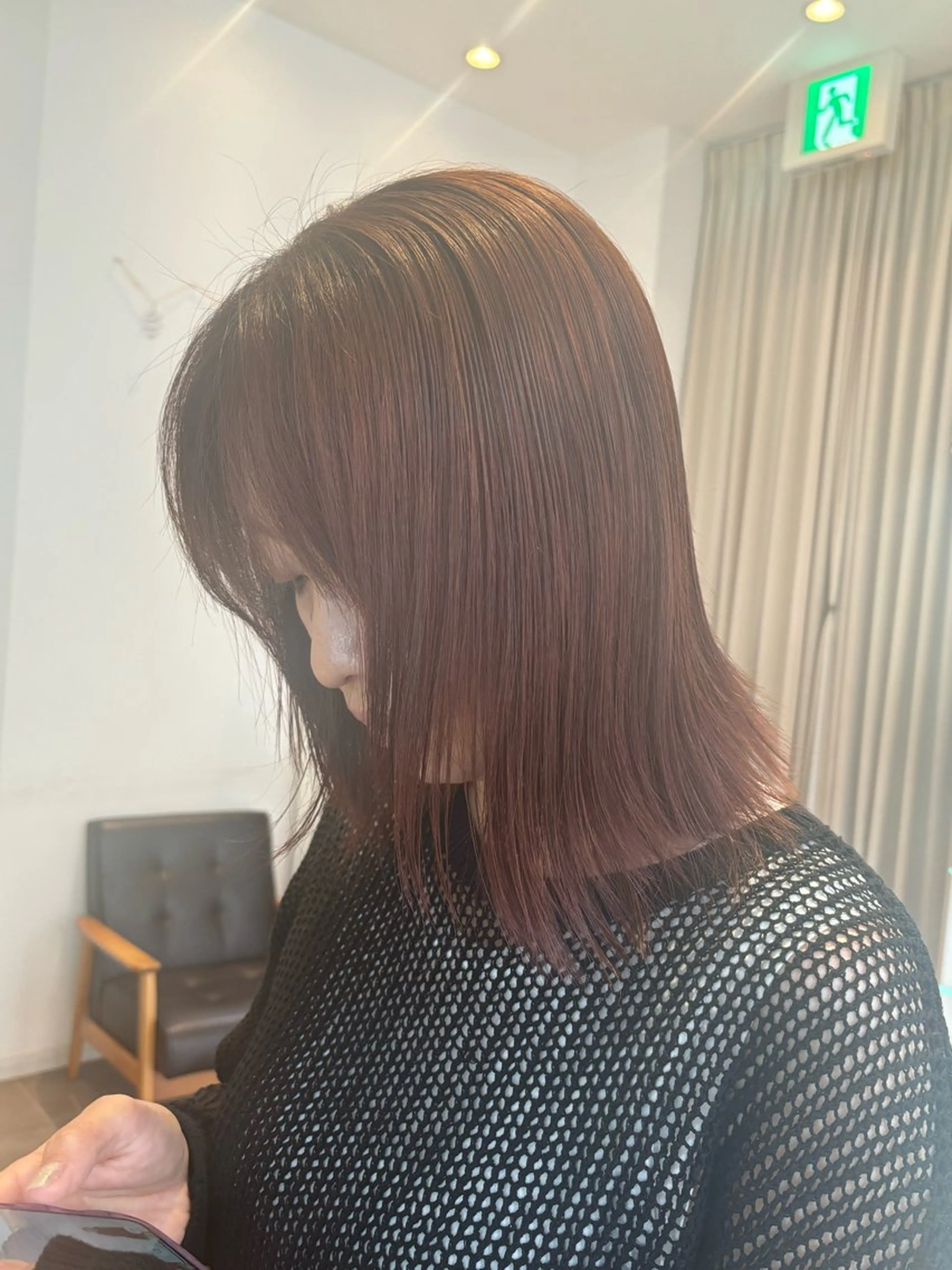 ミディアム カラー ブラウンカラー ピンクカラー ピンクブラウン brace 小笹花純のヘアスタイル