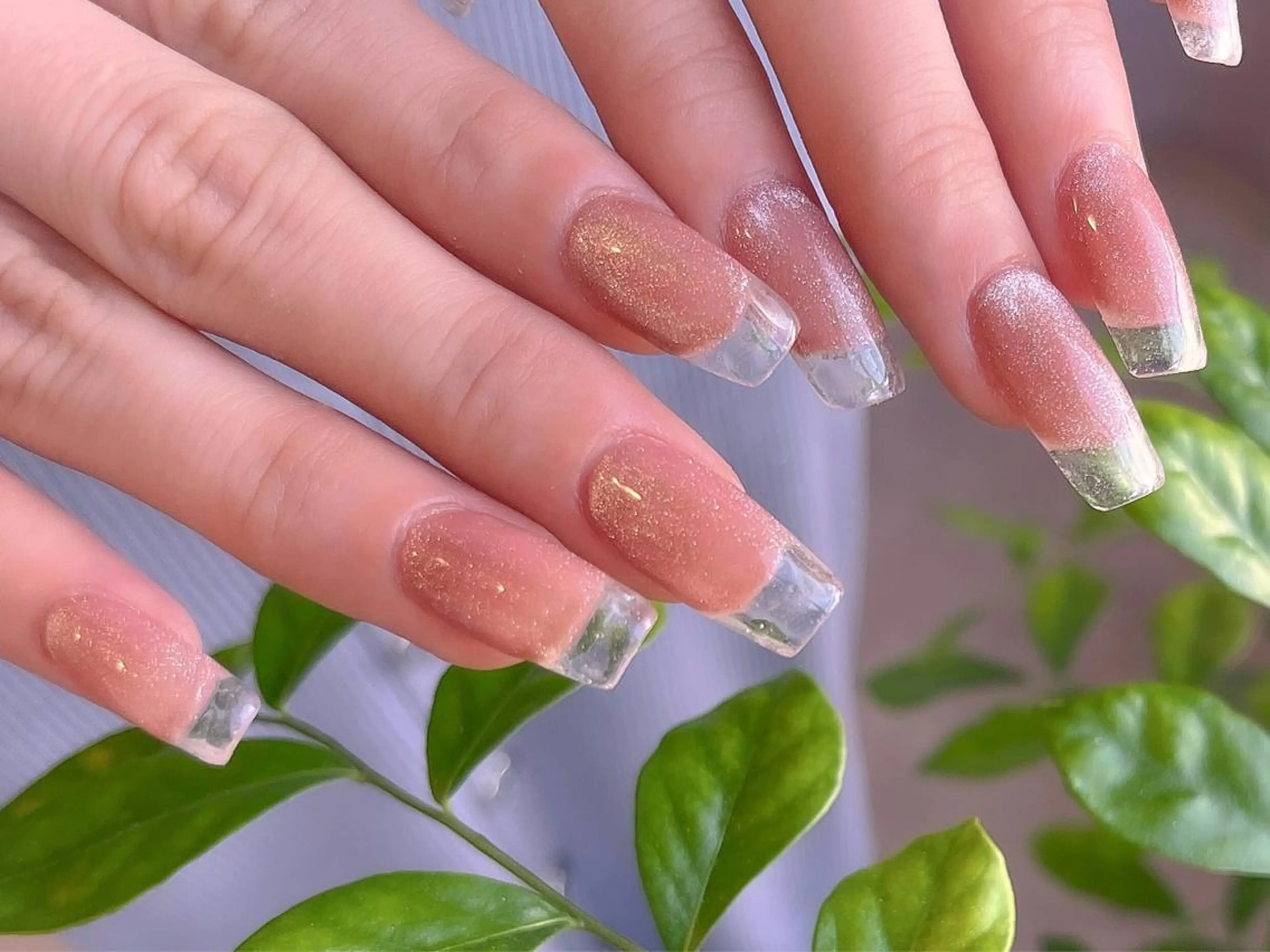 ネイル クリアネイル フレンチネイル Sun Brown サンブラウンのマツエク・マツパデザイン