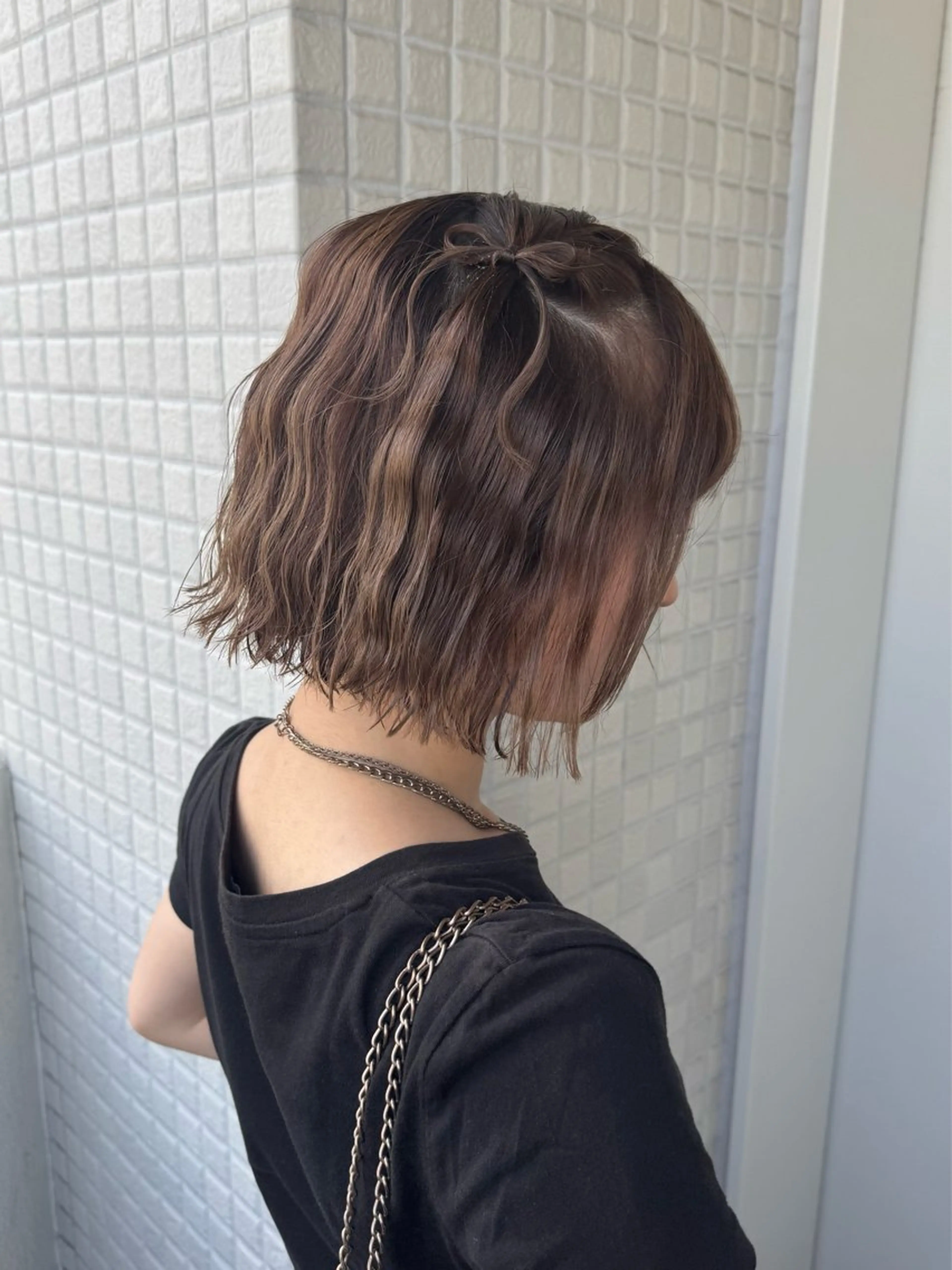 ミディアム ヘアアレンジ ヘアセット 美髪縮毛矯正/暖色 カラー/ヘアメのヘアスタイル