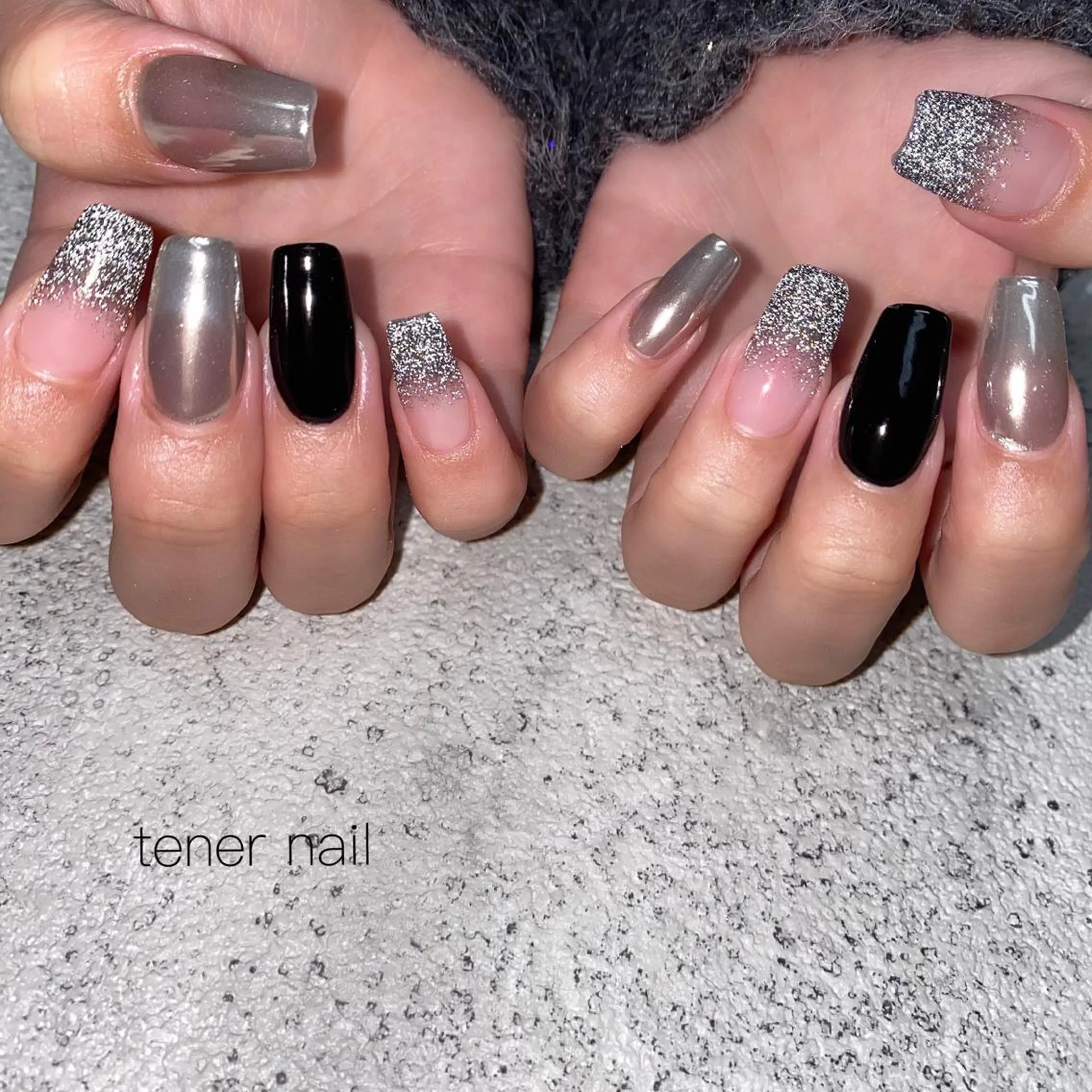ネイル フラッシュネイル ラメ(グリッター) ミラーネイル テネルネイル tener nailのネイルデザイン