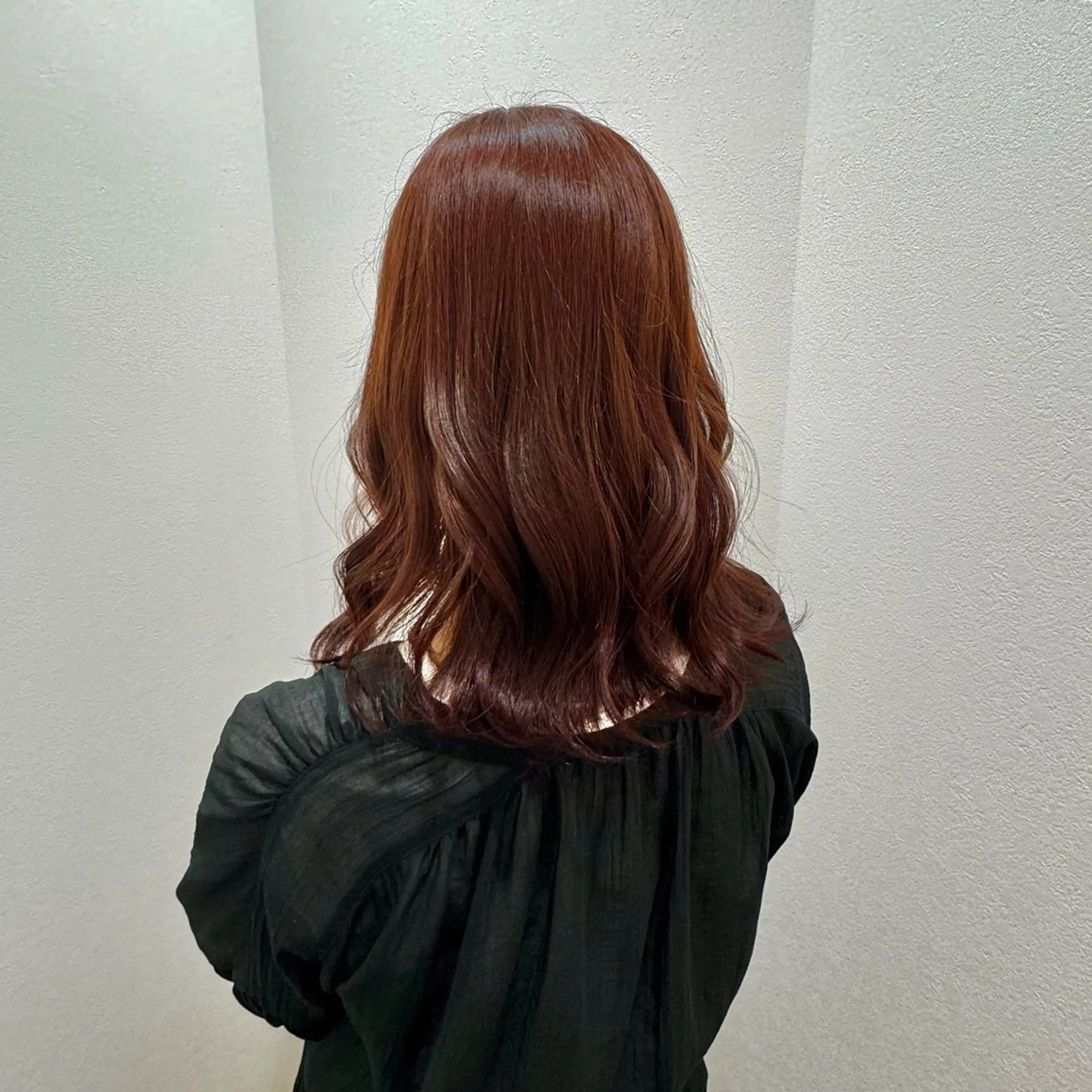 セミロング カラー ブラウンカラー ピンクカラー ピンクブラウン 杉江 恋波のヘアスタイル