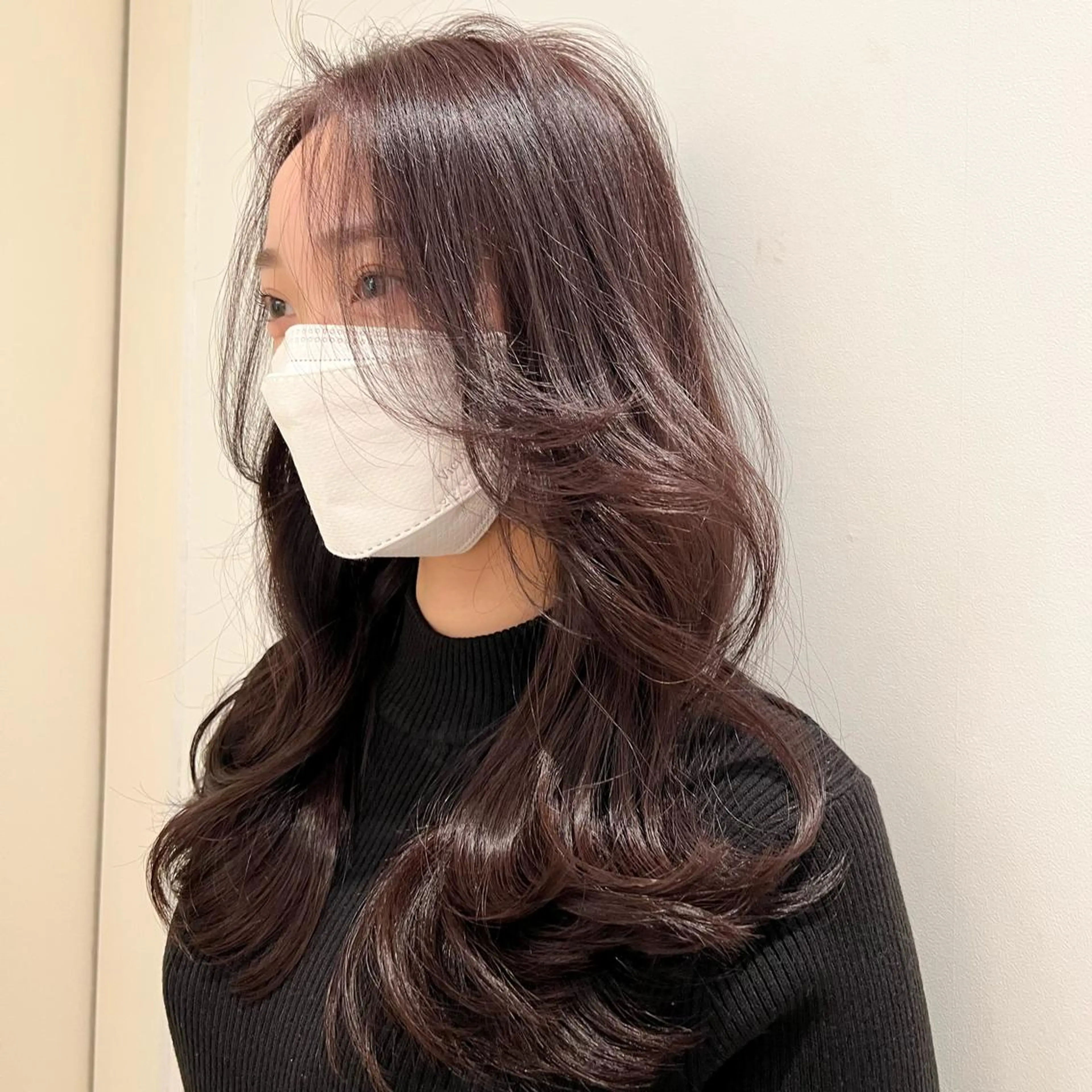 ロング カラー 韓国風カラー 顔まわりレイヤー 韓国風ヘア レイヤーカット platinam doll南草津店のマツエク・マツパデザイン