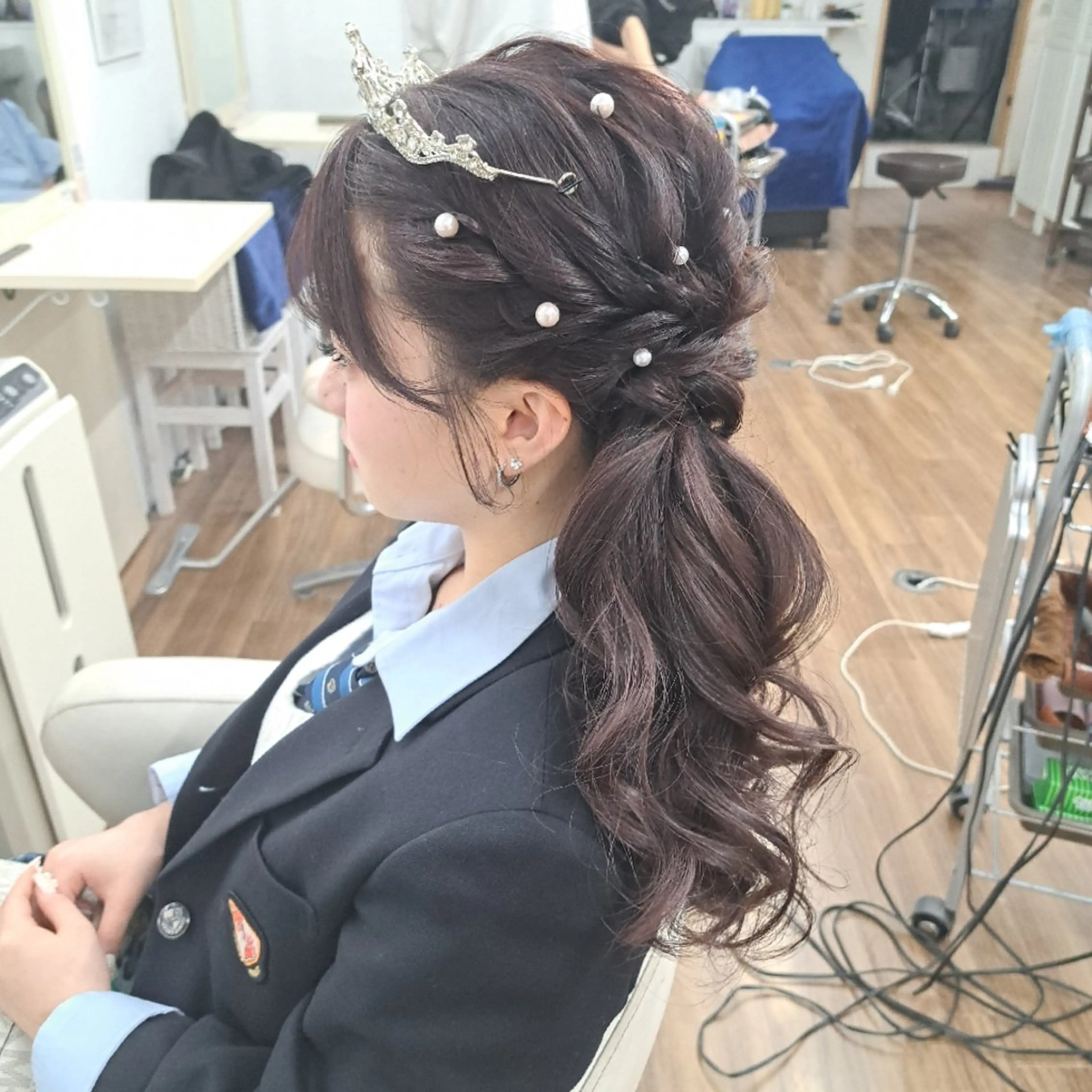 ヘアアレンジ セミロング ポニーテール 卒業式のヘアスタイル ヘアセット GLOSS❤︎ Harunaのヘアスタイル