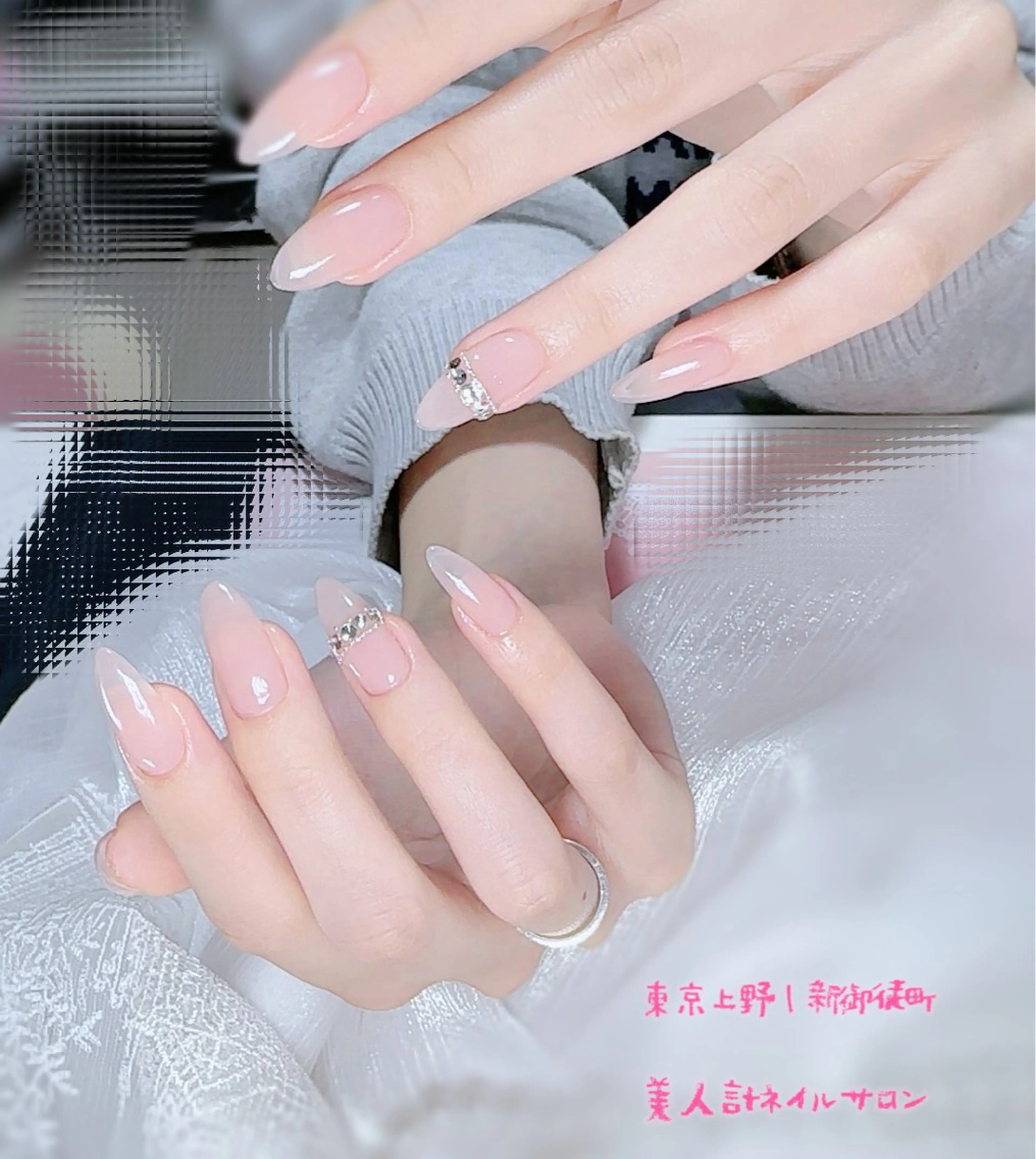 ネイル ワンカラーネイル ストーンネイル ハンドネイル 美人計ネイルサロン所属・中山 美月のネイルデザイン