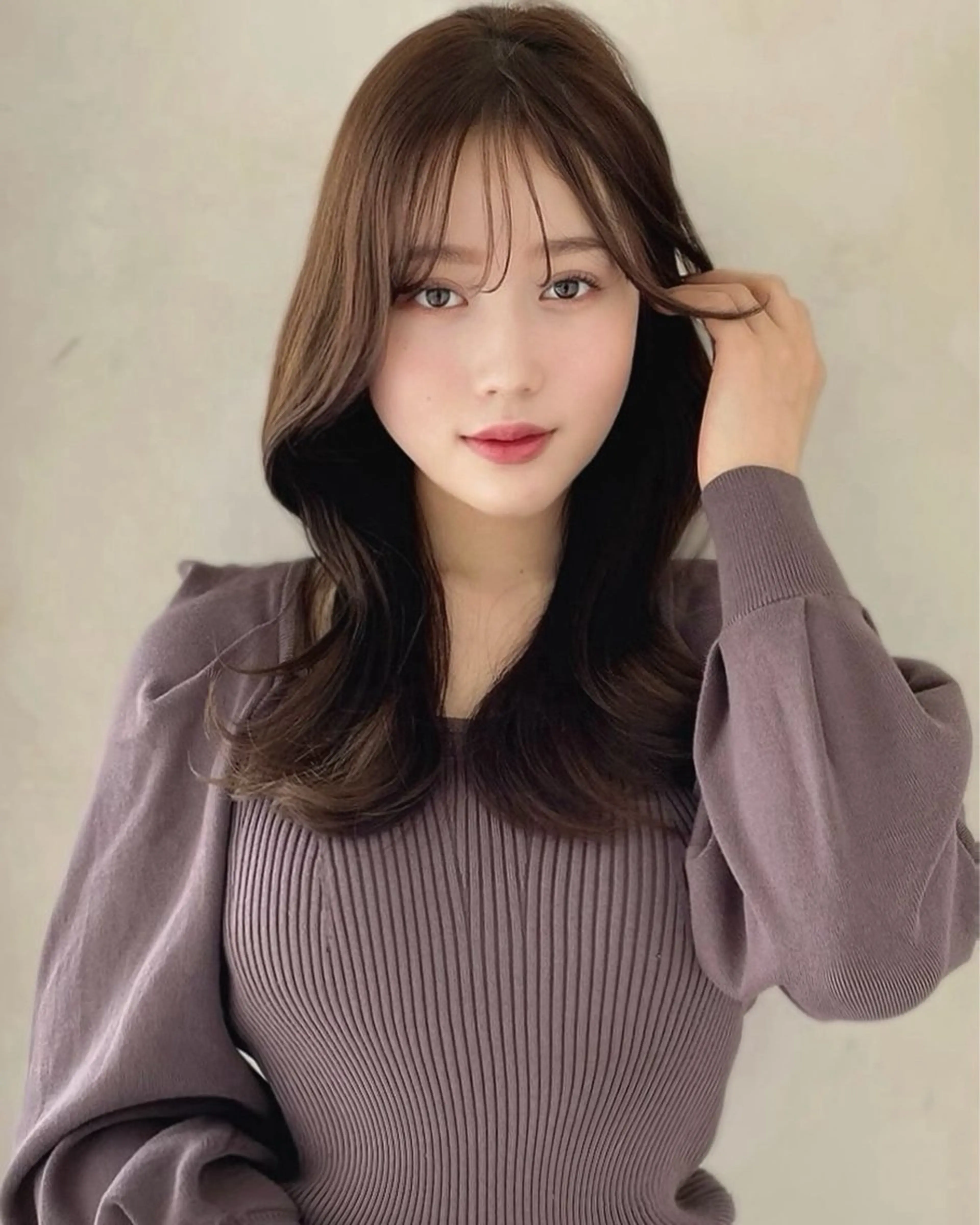 セミロング くびれヘア エギョモリ ヨシンモリ 韓国風ヘア レイヤーカット 似合わせレイヤー モテカラー🤍三科のヘアスタイル