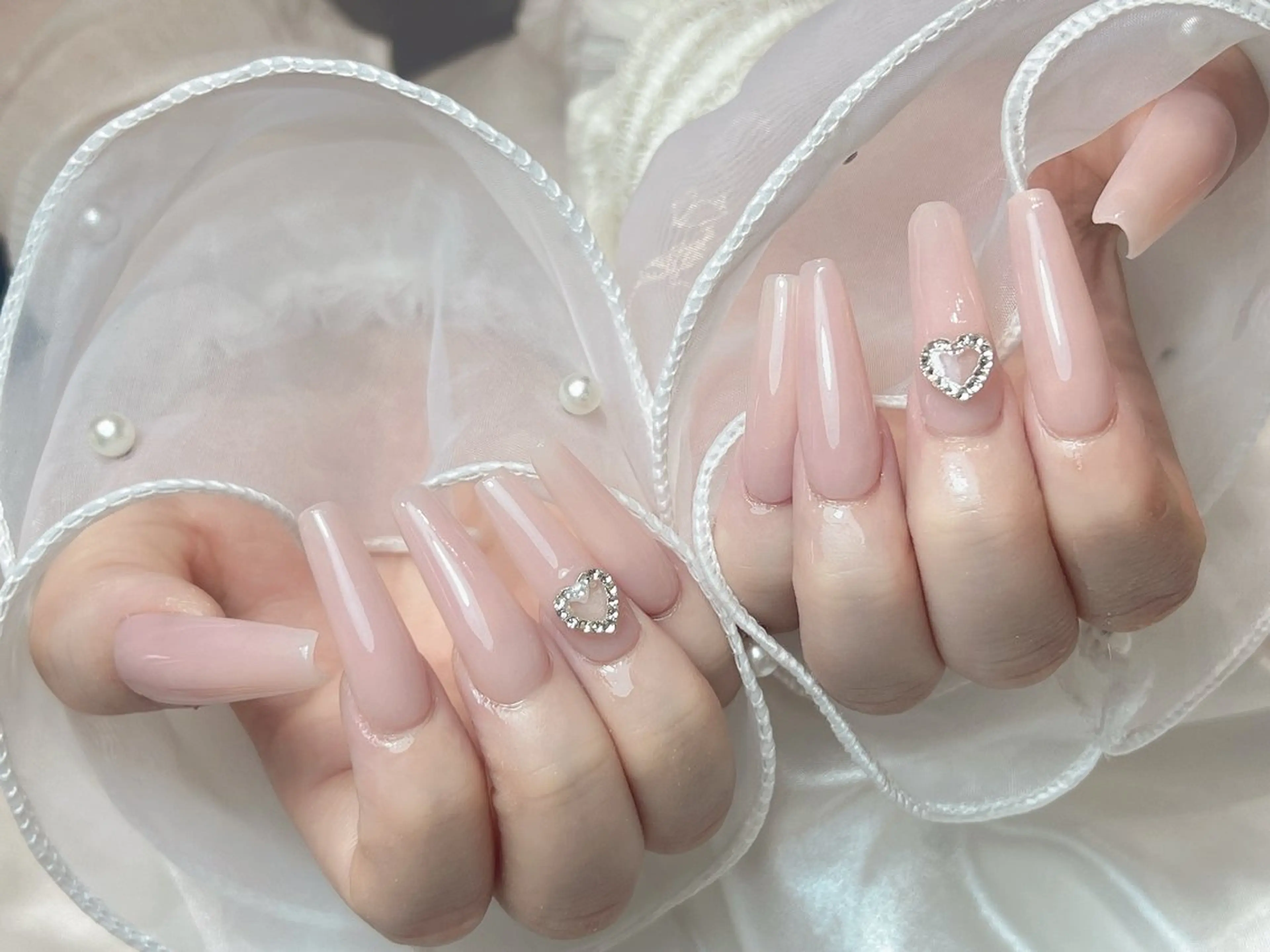 ネイル ピンク スカルプネイル bijou nails　蓮のネイルデザイン