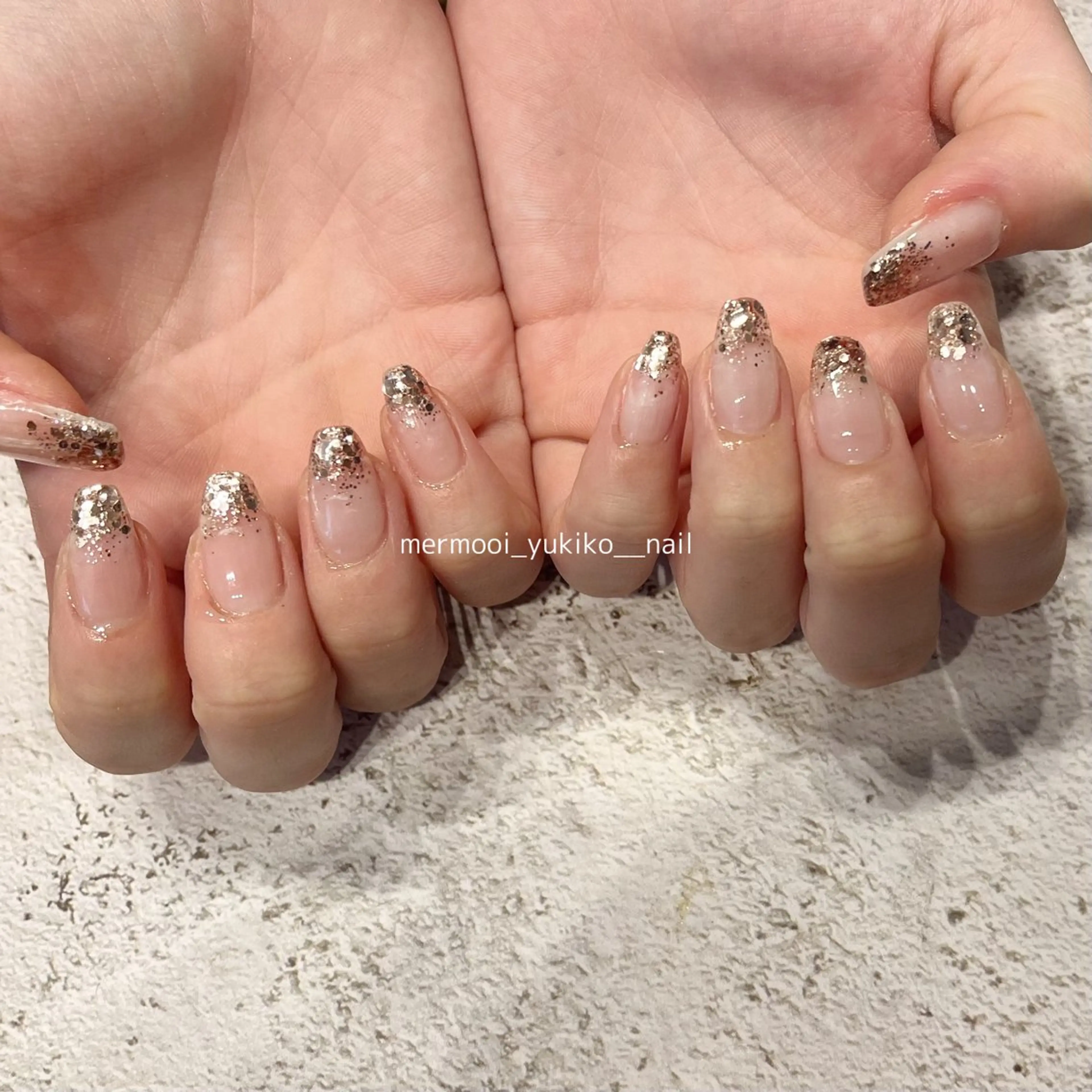 ネイル アートネイル ジェルネイル グラデーション ホログラムネイル キラキラネイル melumooi nailのネイルデザイン
