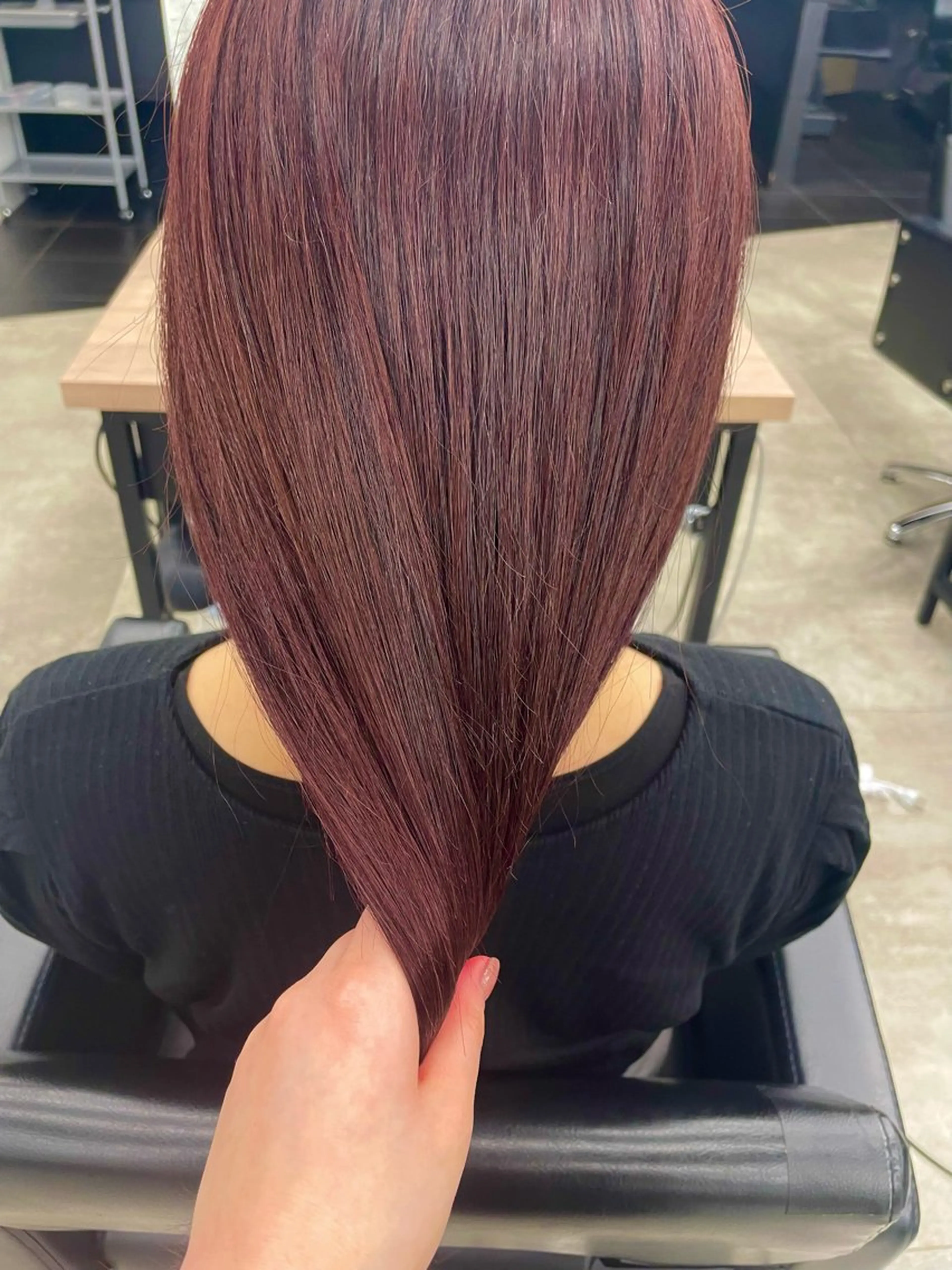 ロング カラー ヘアアレンジ ブリーチ ボルドーカラー ブラウンカラー カシス ダブルカラー ヘアカラー トリートメント 🎈ブリーチなし暖色 カラー/レッド/ゆいのヘアスタイル