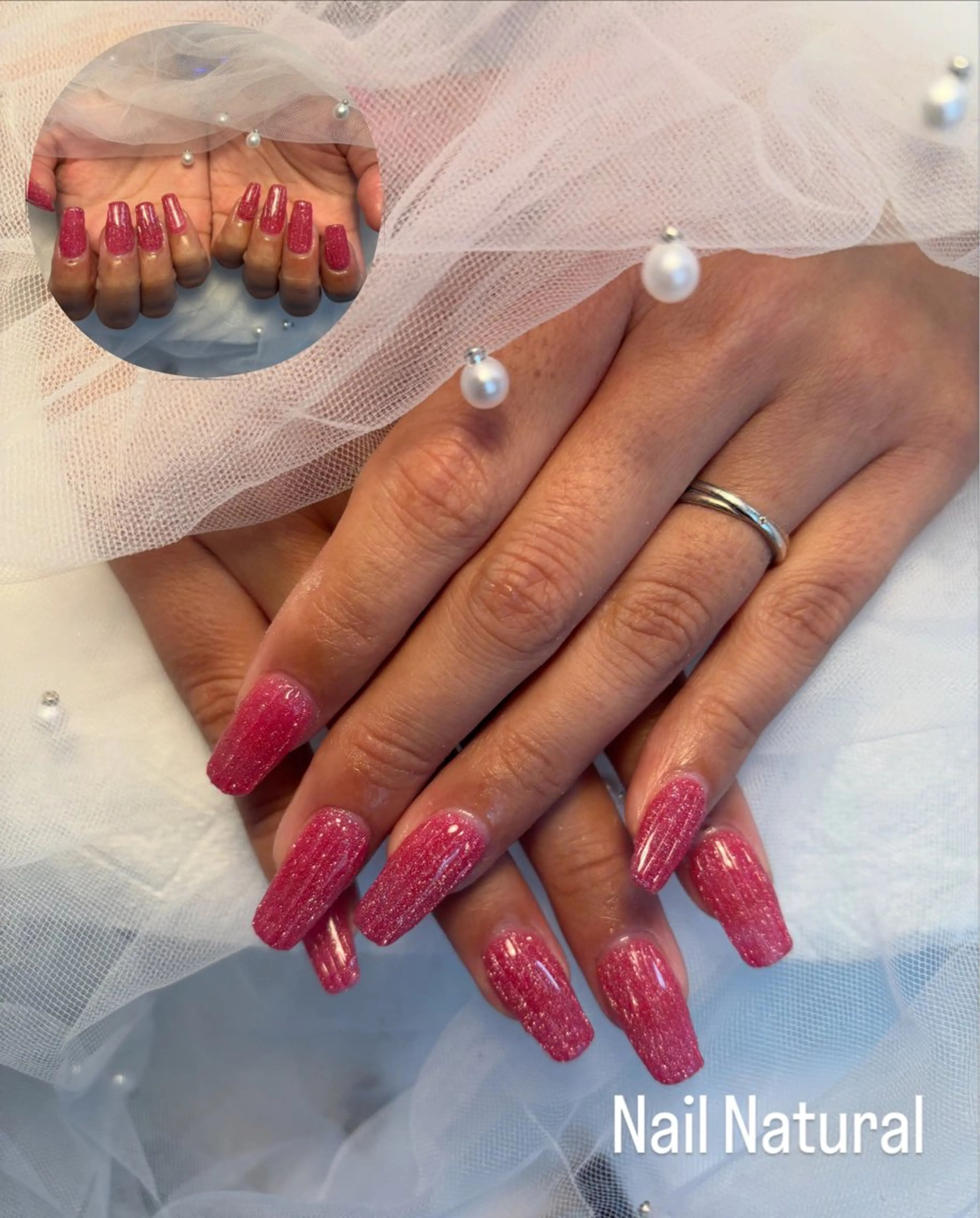 ネイル フラッシュネイル フットネイル フレンチネイル ジェルネイル ガラスフレンチ Nail salon Natulalのネイルデザイン