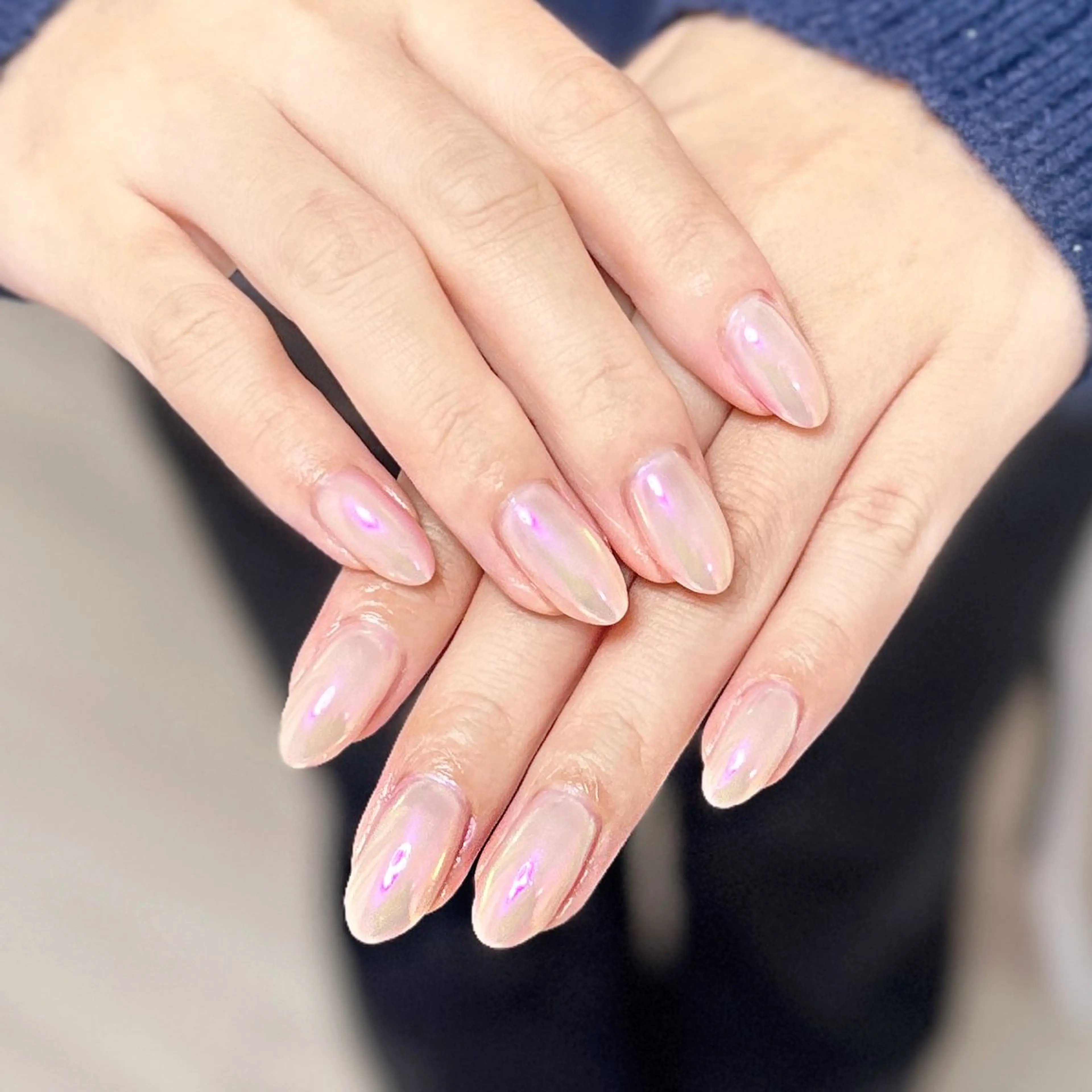 ネイル アートネイル オーロラネイル チークネイル フレンチネイル ガラスフレンチ 🎀YooLi Nail salonのネイルデザイン