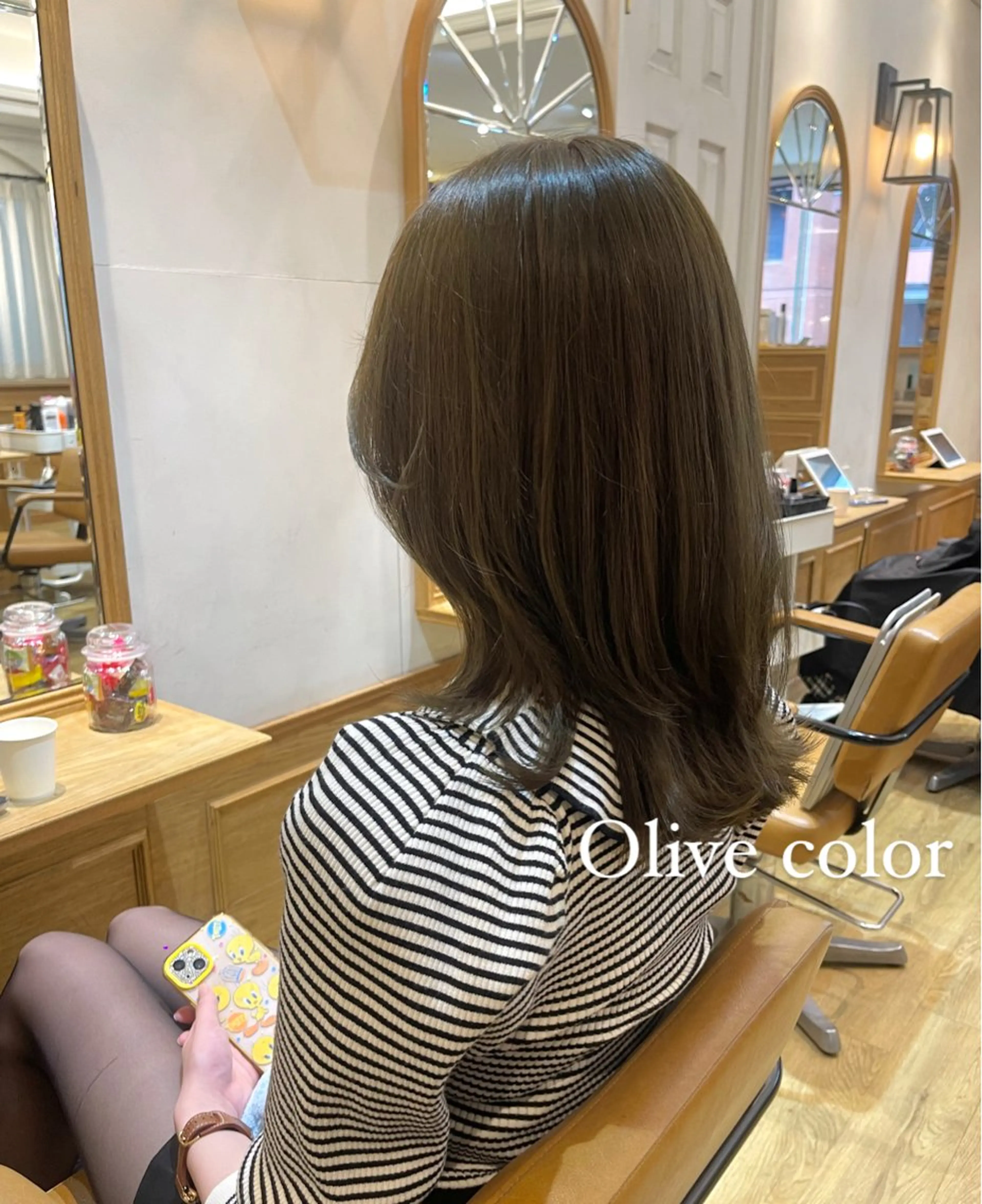 ミディアム カラー ブリーチ ブリーチなしカラー オリーブカラー 🌻shuka透明感 艶感カラー/新宿🌻のヘアスタイル