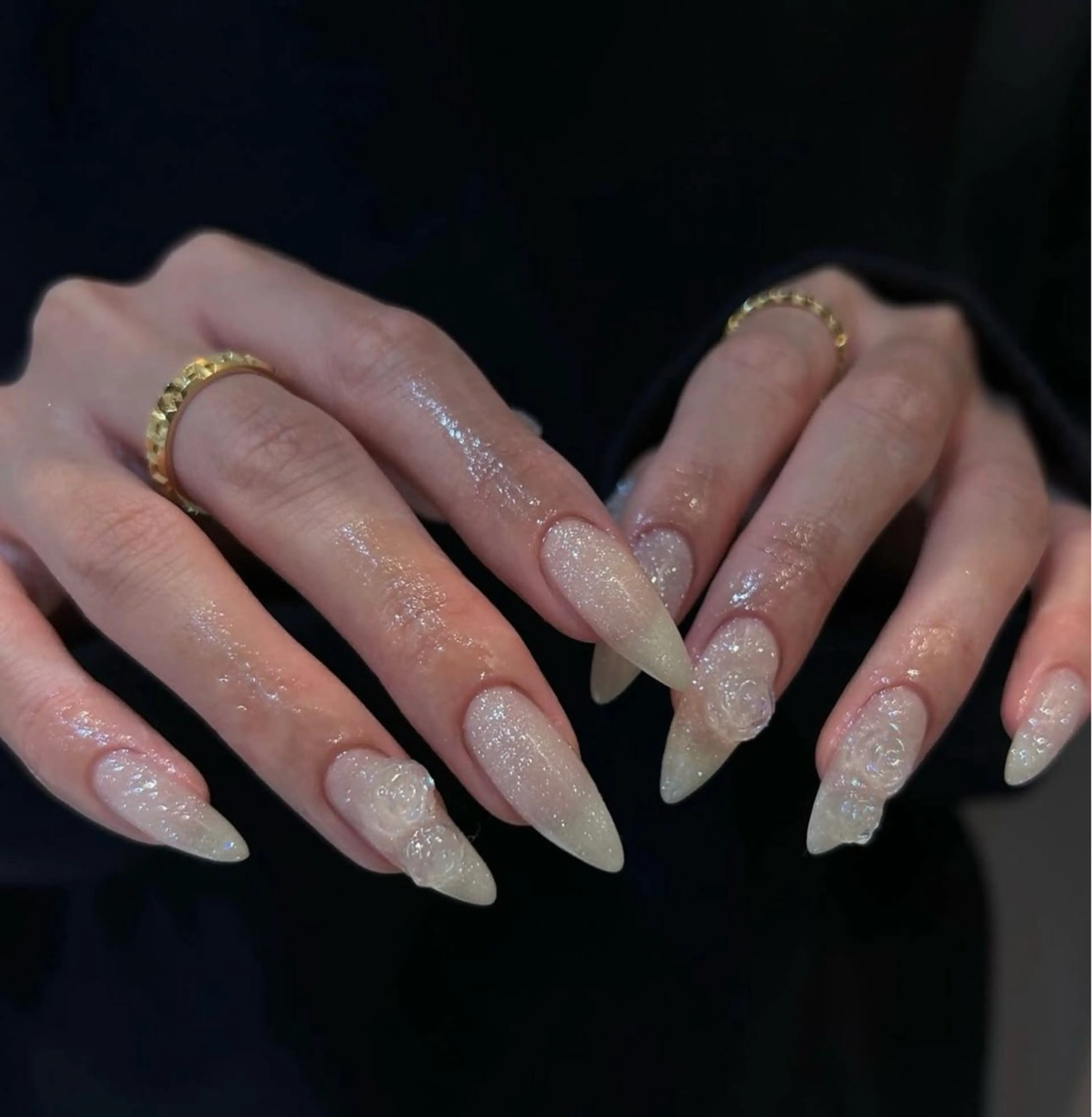 ネイル グラデーション キラキラネイル ワンカラーネイル 冬ネイル Jenn Nail Salonのネイルデザイン