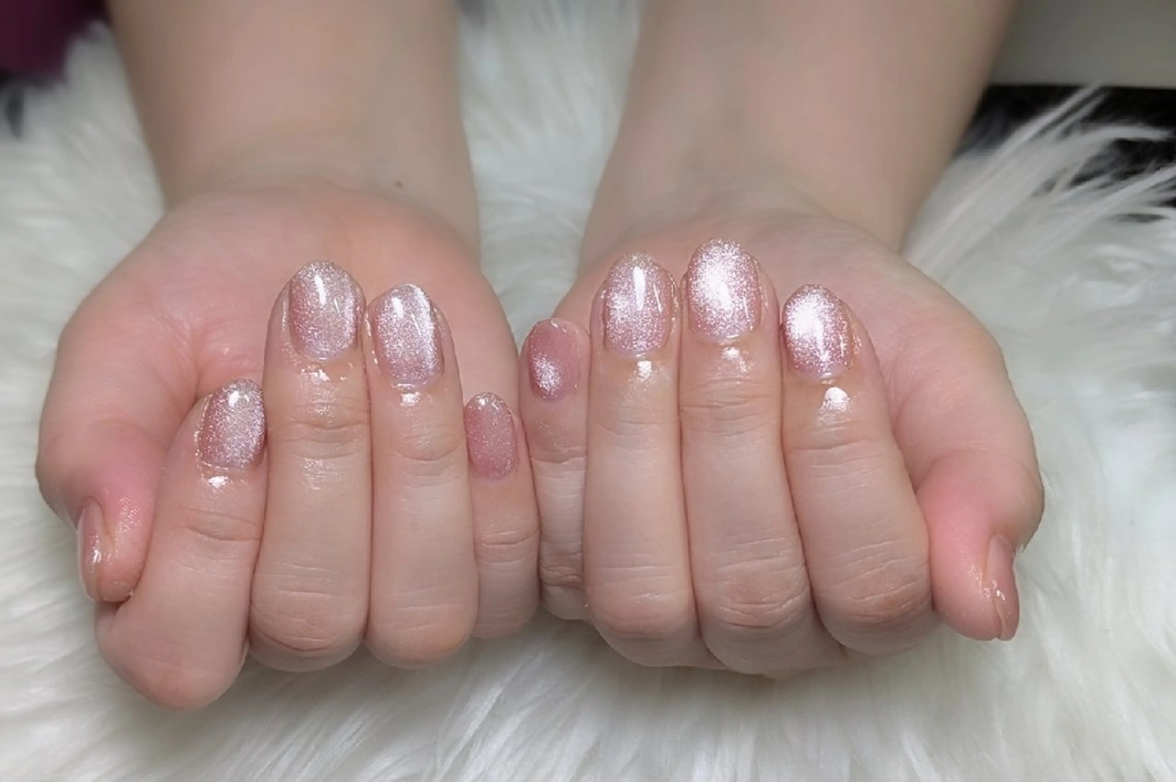 ネイル マグネットネイル ピンク ハンドネイル m&pPrivate nailsalonのネイルデザイン