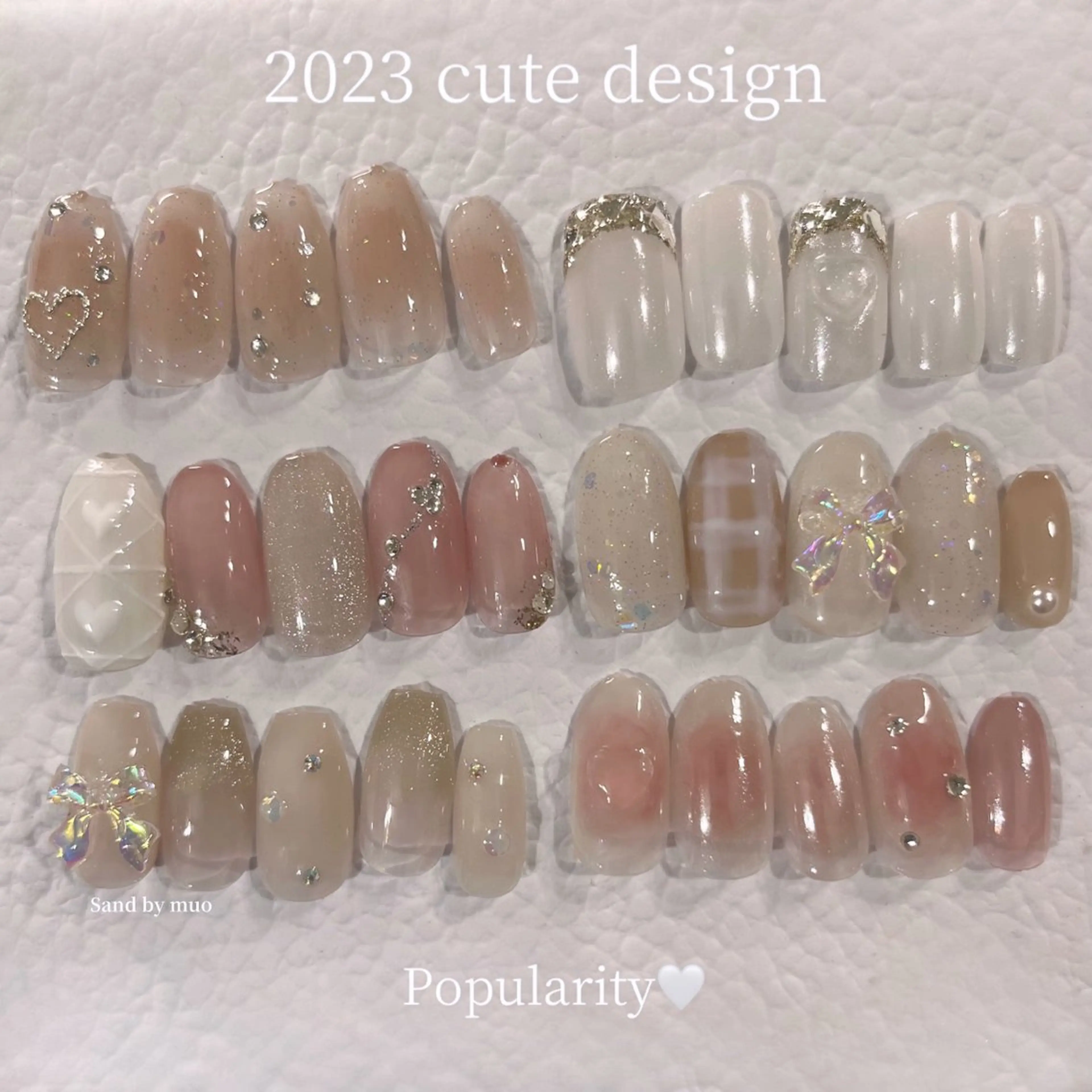 ネイル ハート リボン ハンドネイル 中川 ほののネイルデザイン