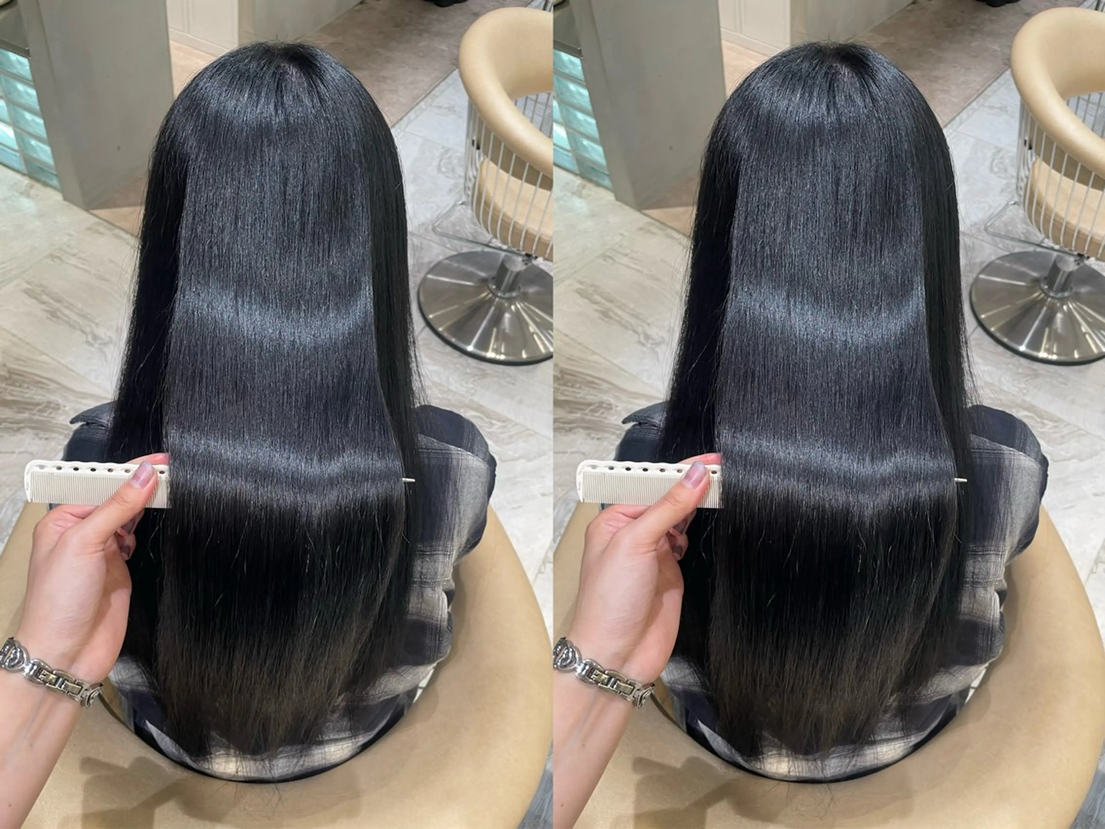 カラー ゆらんちょ/ブリーチ 無w/縮毛矯正/暖色のヘアスタイル