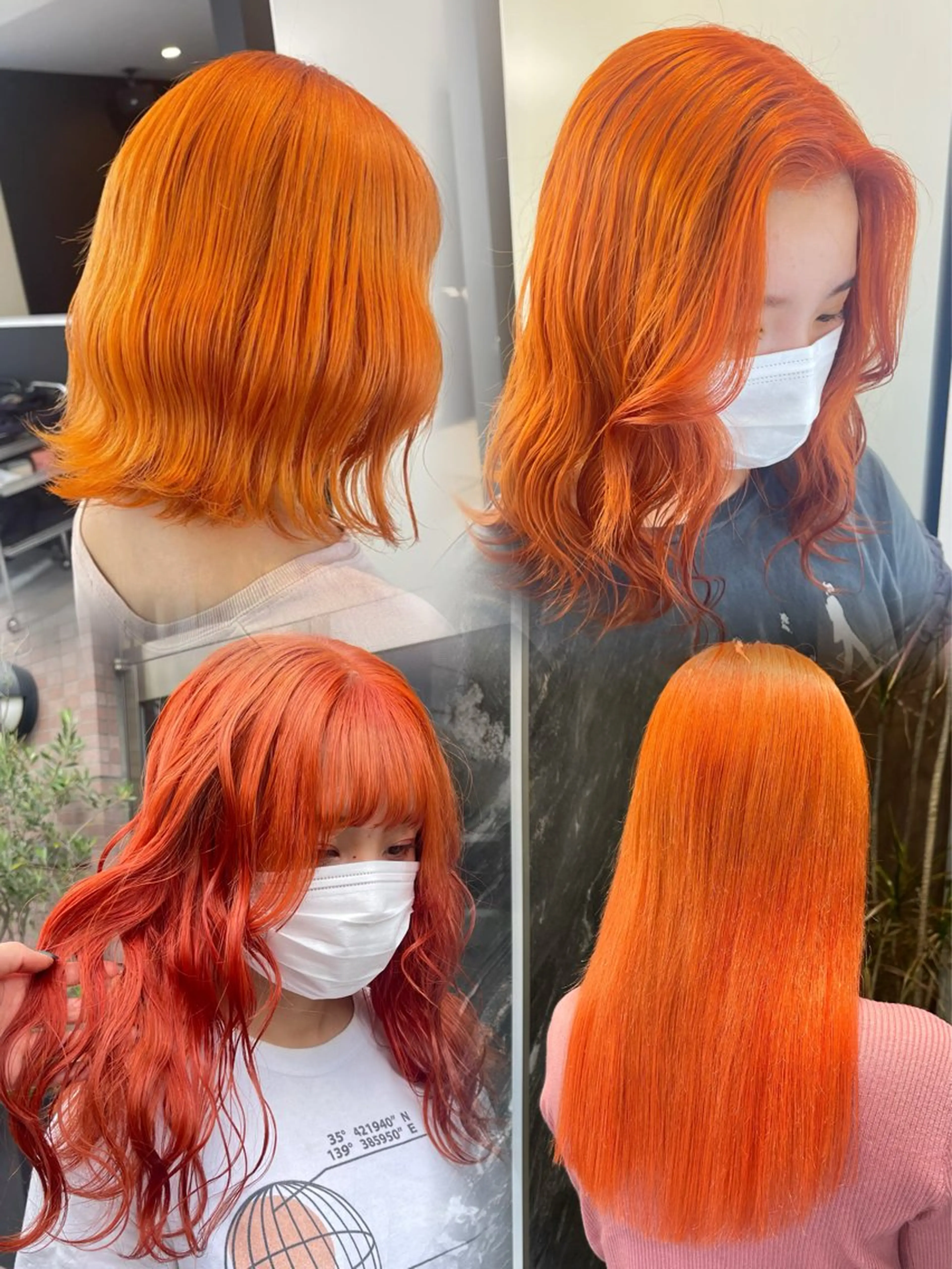 セミロング カラー ブリーチ ケアブリーチ ダブルカラー ハイトーンカラー オレンジ ヘアカラー トリートメント 💋ハイトーンデザイ ンヘア💋A'nyuのヘアスタイル