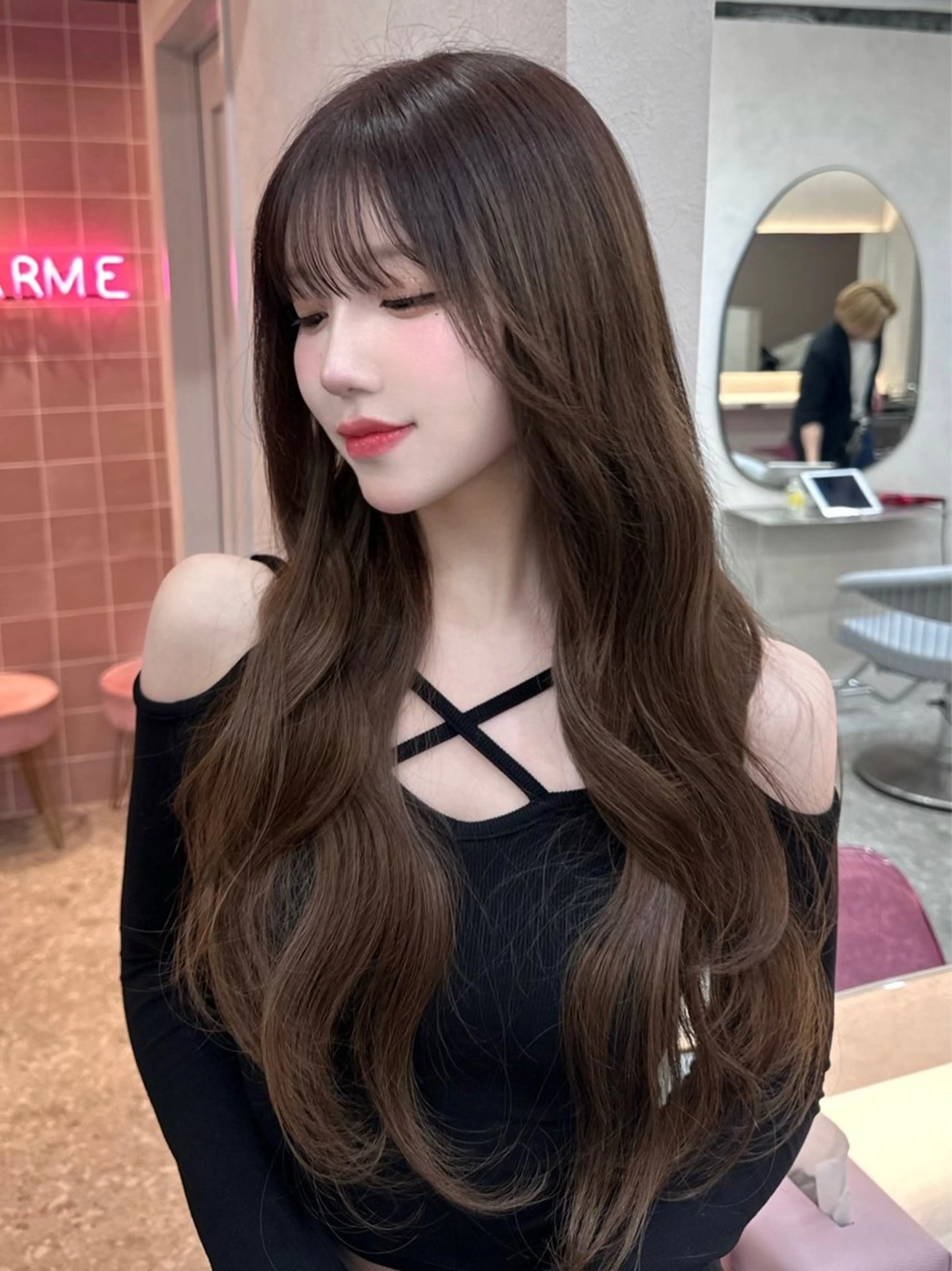 ロング カラー シールエクステ ブリーチ ダブルカラー イヤリングカラー インナーカラー ヘアカラー エクステ 新宿/韓国風レイヤー エクステ/YUTOのヘアスタイル