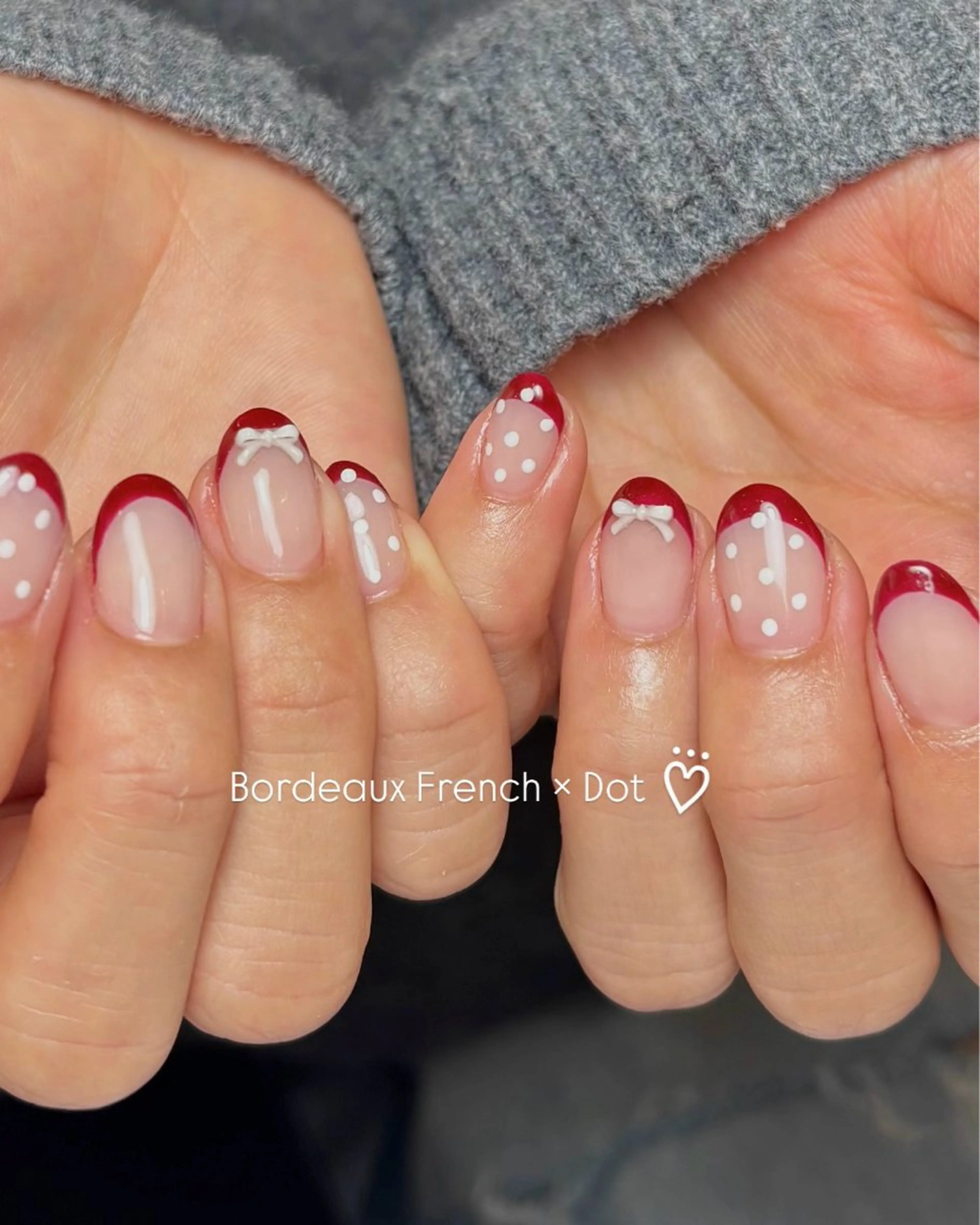 ネイル ドット フレンチネイル ショートネイル ハンドネイル Ballie/ Mizukiのネイルデザイン