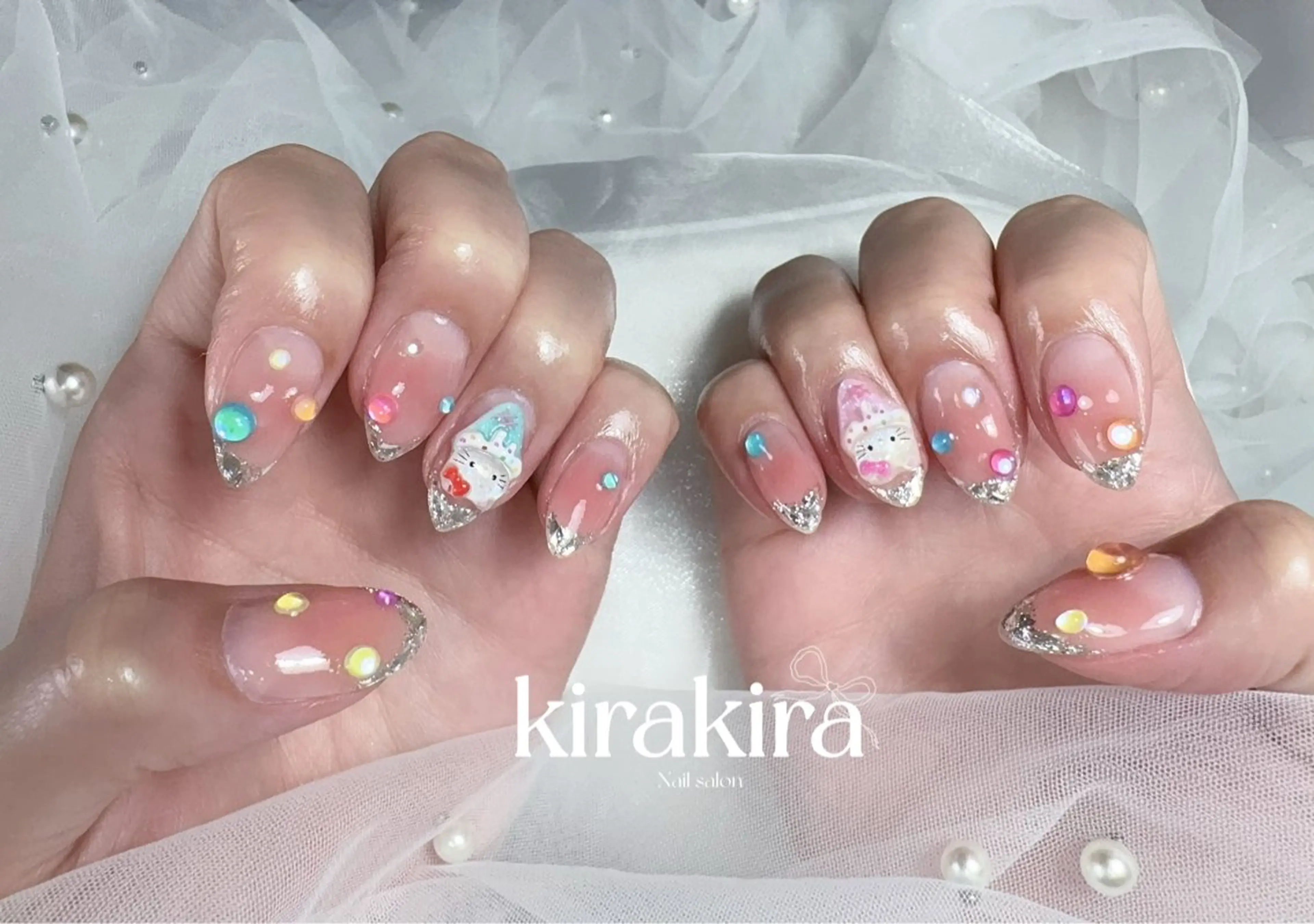 ネイル チークネイル キラキラネイル 夏ネイル Kirakira Nail salonのネイルデザイン