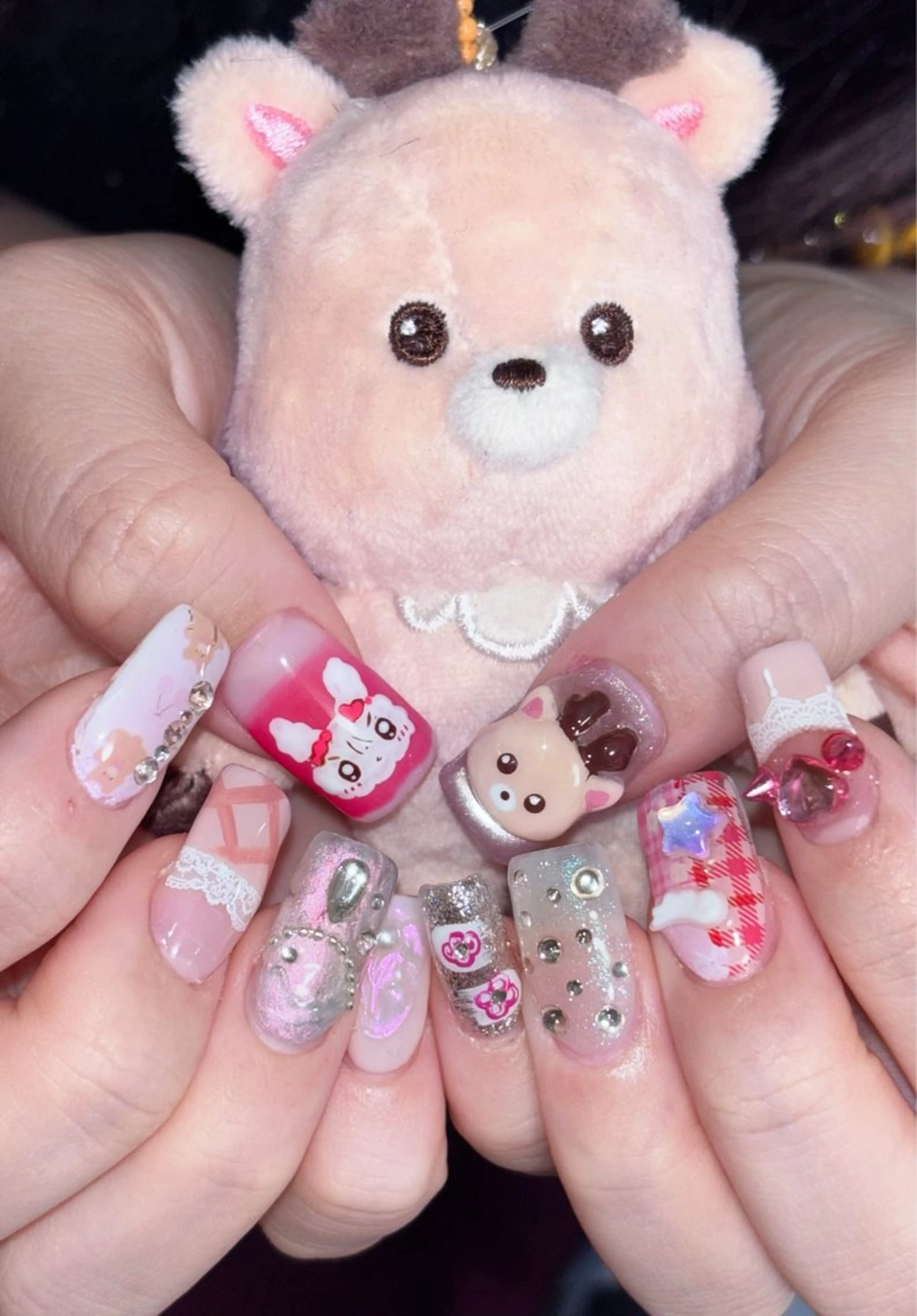 ネイル ガーリー 韓国ネイル ピンク ワンホンネイル 銀河屋 の猫のネイルデザイン