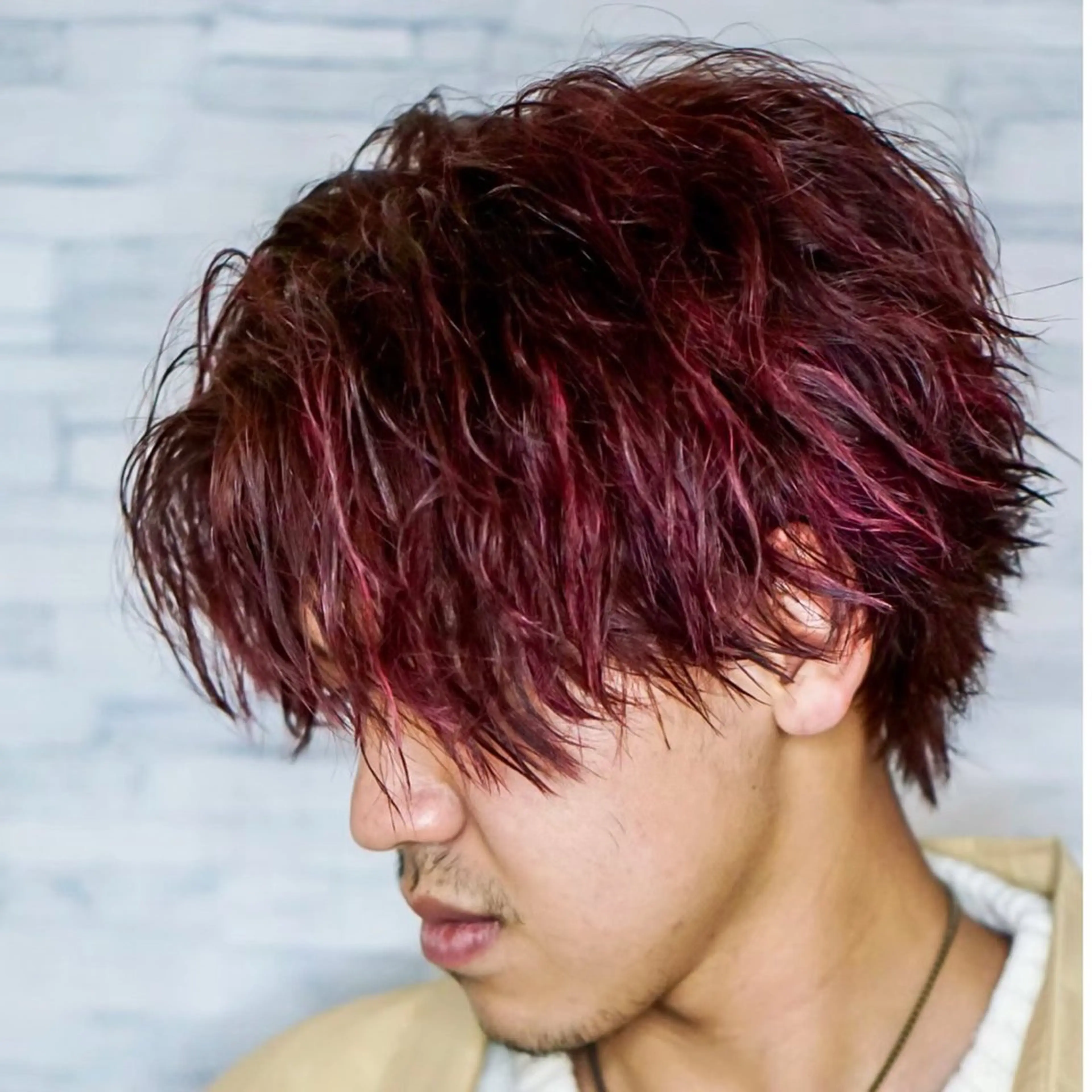ショート カラー メンズ センターパート メンズウルフカット ショートヘア ウルフカット 🔥EDEN春日部パ ーマ特化SHOTAのヘアスタイル
